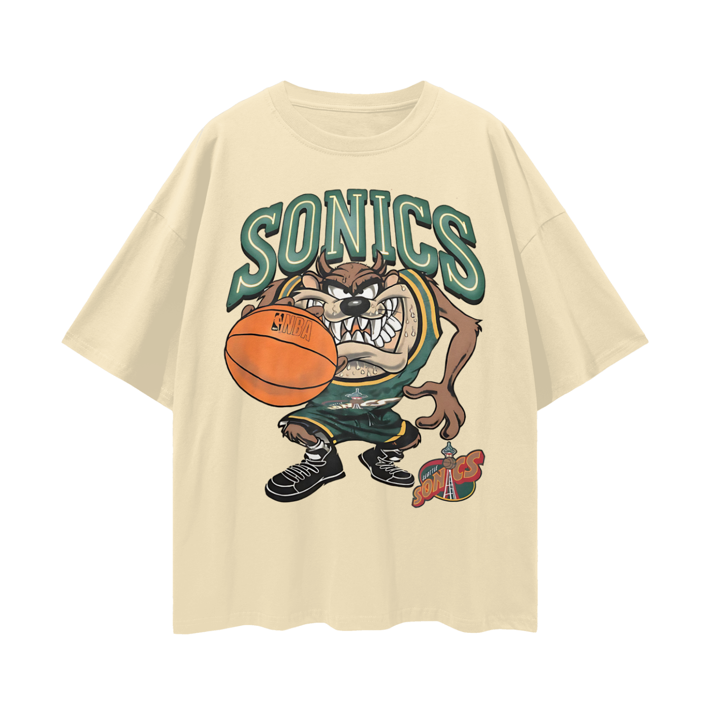 Seattle Sonics Taz The Tasmania Devil 90s Vintage Like Graphic Oversized T Shirt