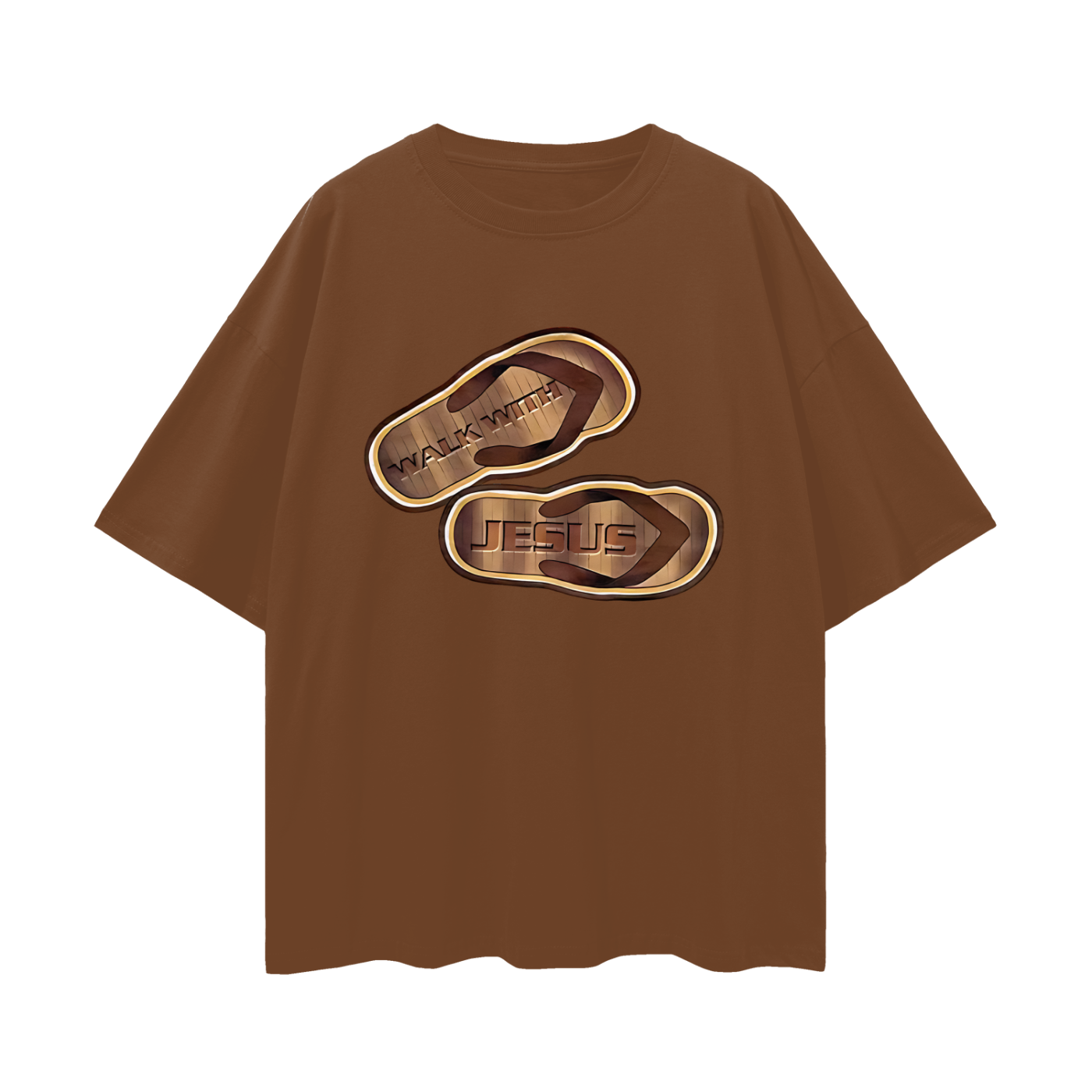 Religious Jesus Walk With Me Sandals Graphic Oversized T Shirt