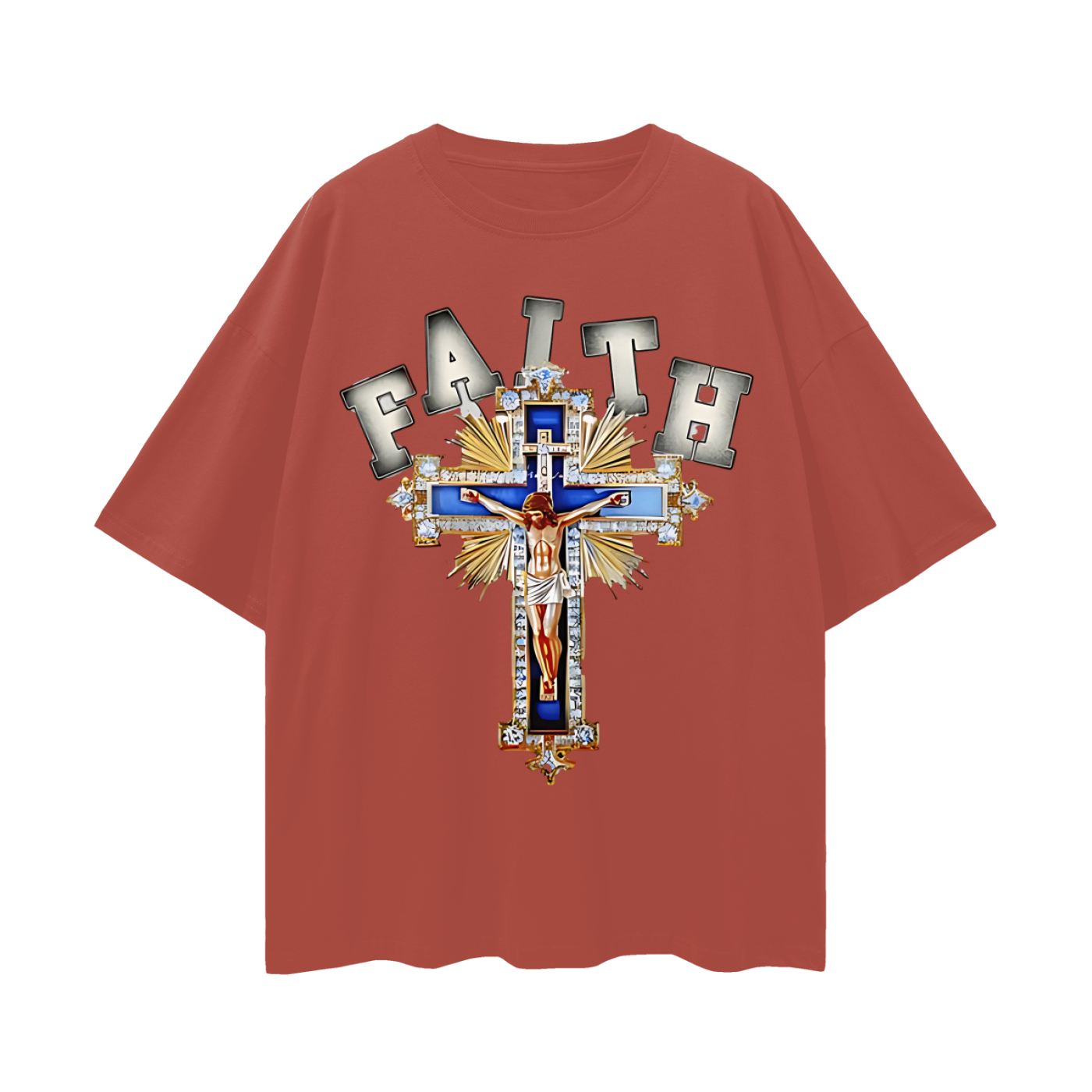 Religious Jesus Faith Cross Y2K Vintage Like Graphic Oversized T Shirt