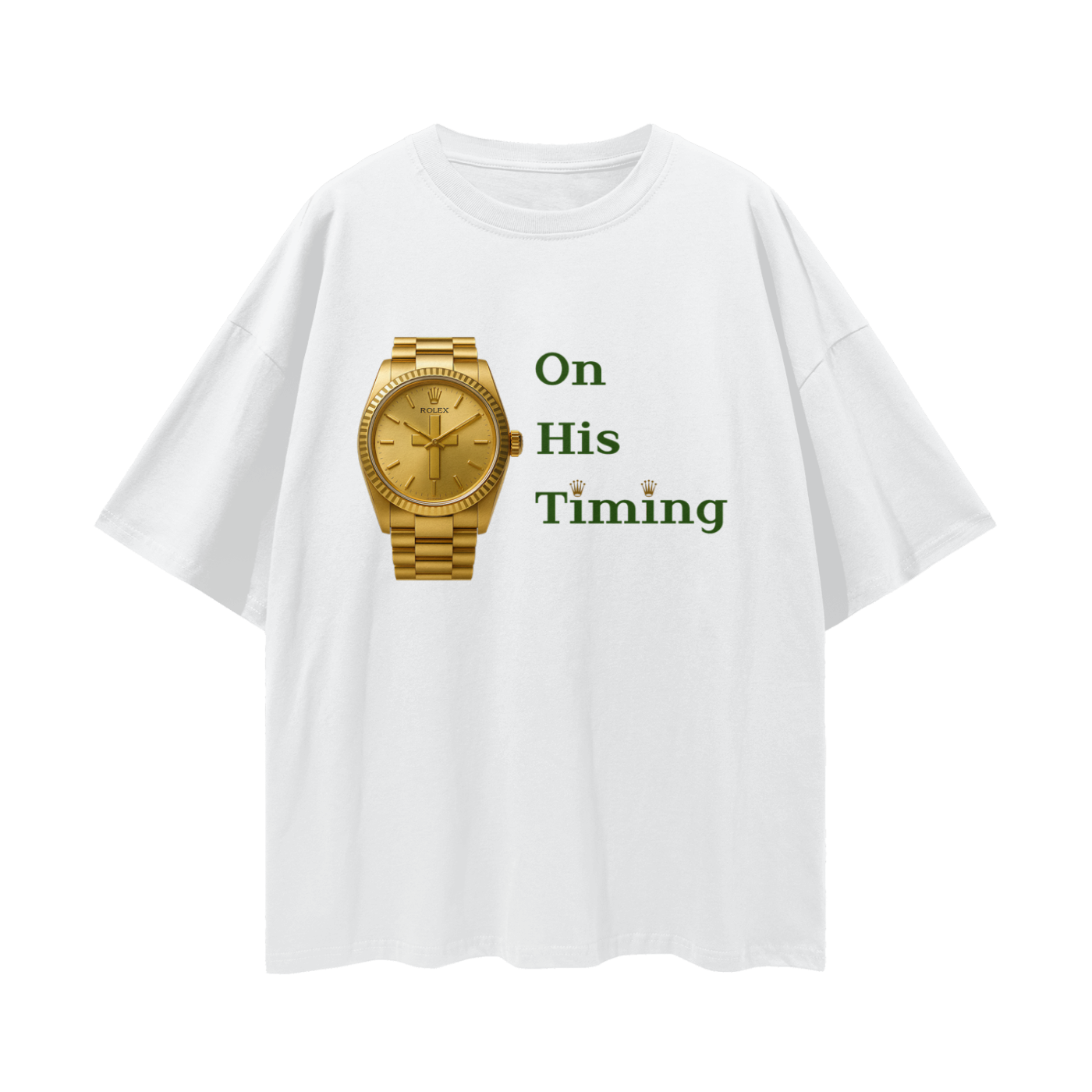 Religious Jesus On His Timing Rolex Like Graphic Oversized T Shirt