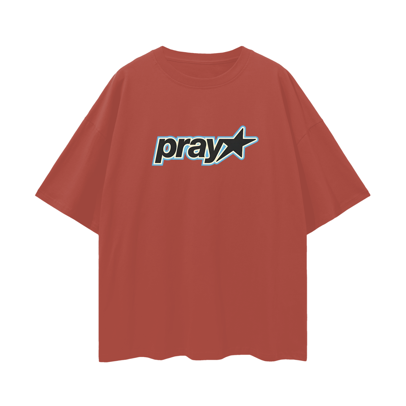 Religious Pray With Star Graphic Oversized T Shirt