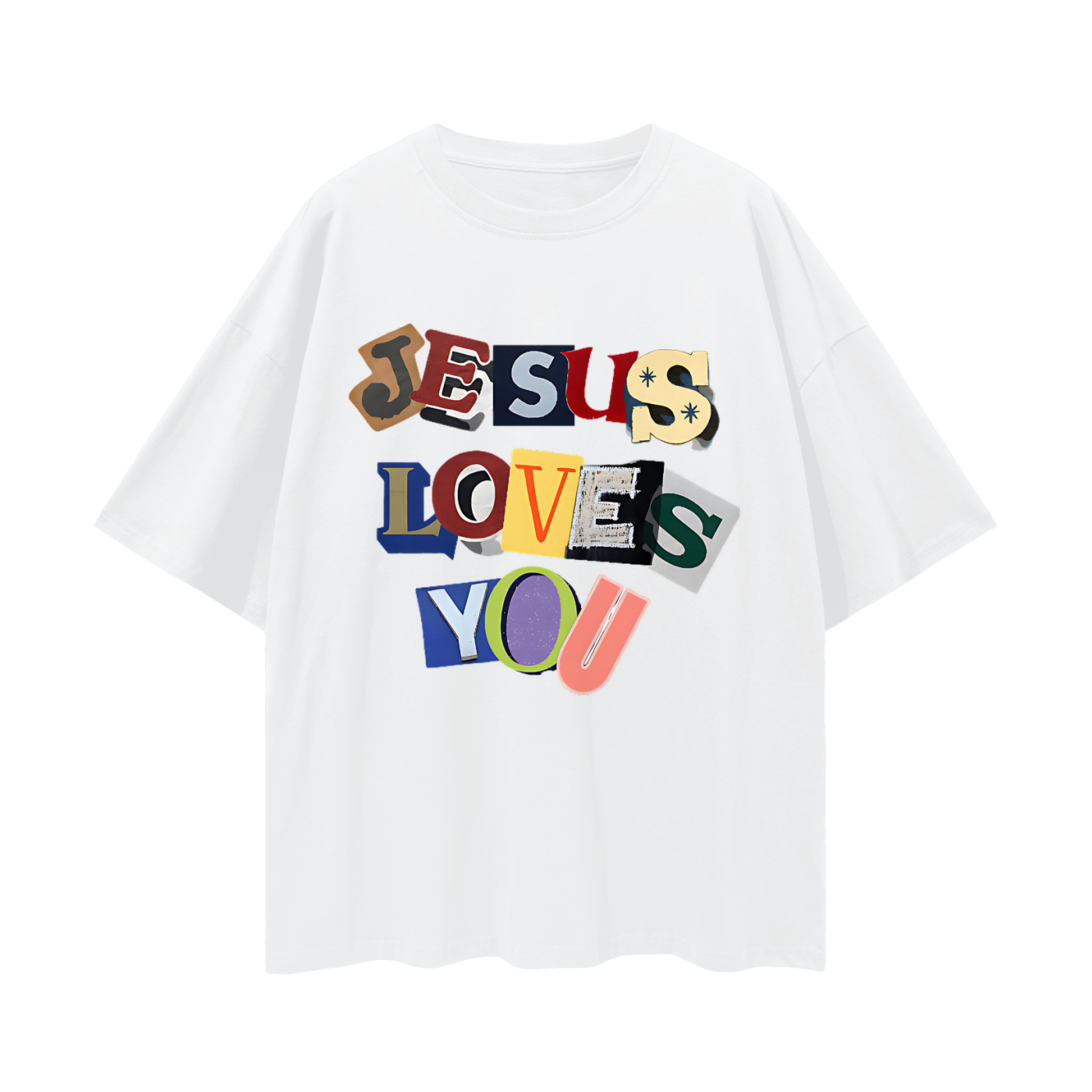 Religious Jesus Loves You Graphic Oversized T Shirt