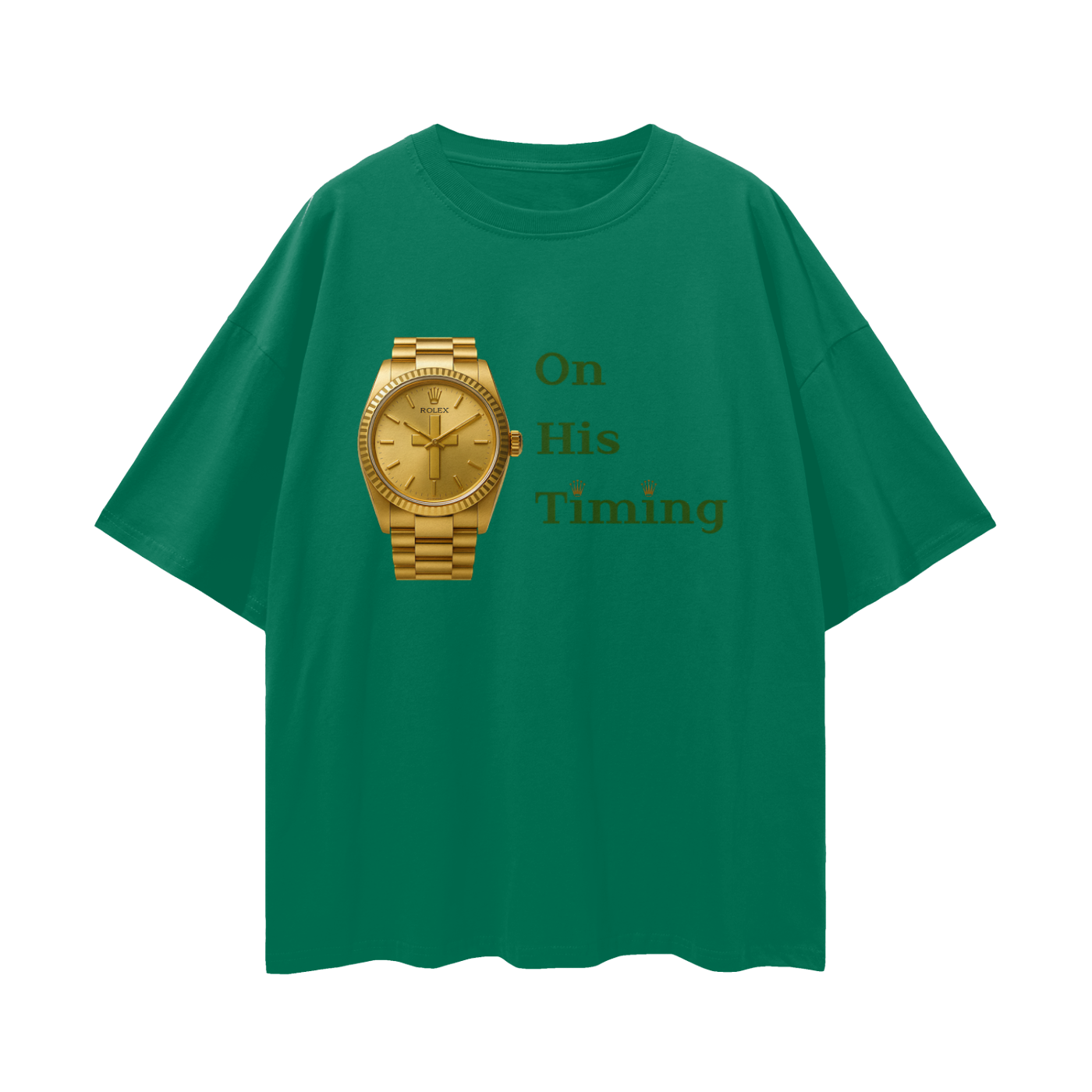 Religious Jesus On His Timing Rolex Like Graphic Oversized T Shirt