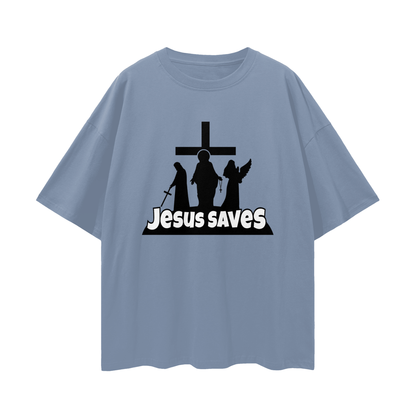 Religious Jesus Saves Fortnite Like Graphic Oversized T Shirt