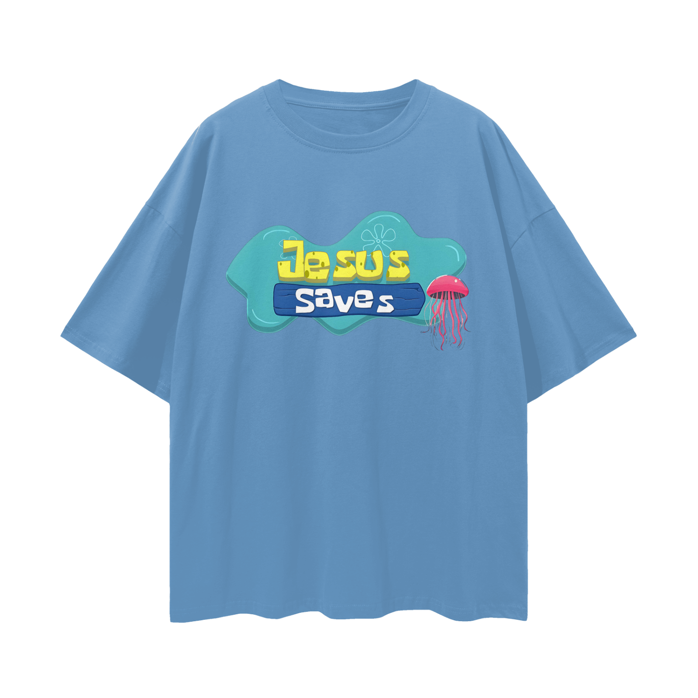 Religious Jesus Saves Spongebob Graphic Oversized T Shirt