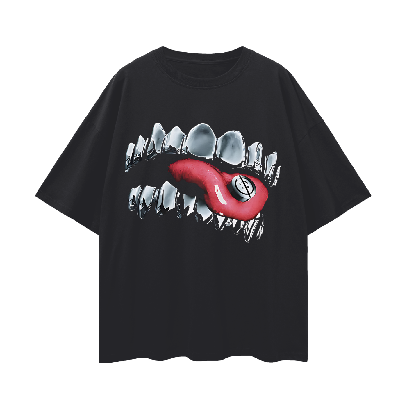 Vintage Like Grillz Big Graphic Oversized T Shirt