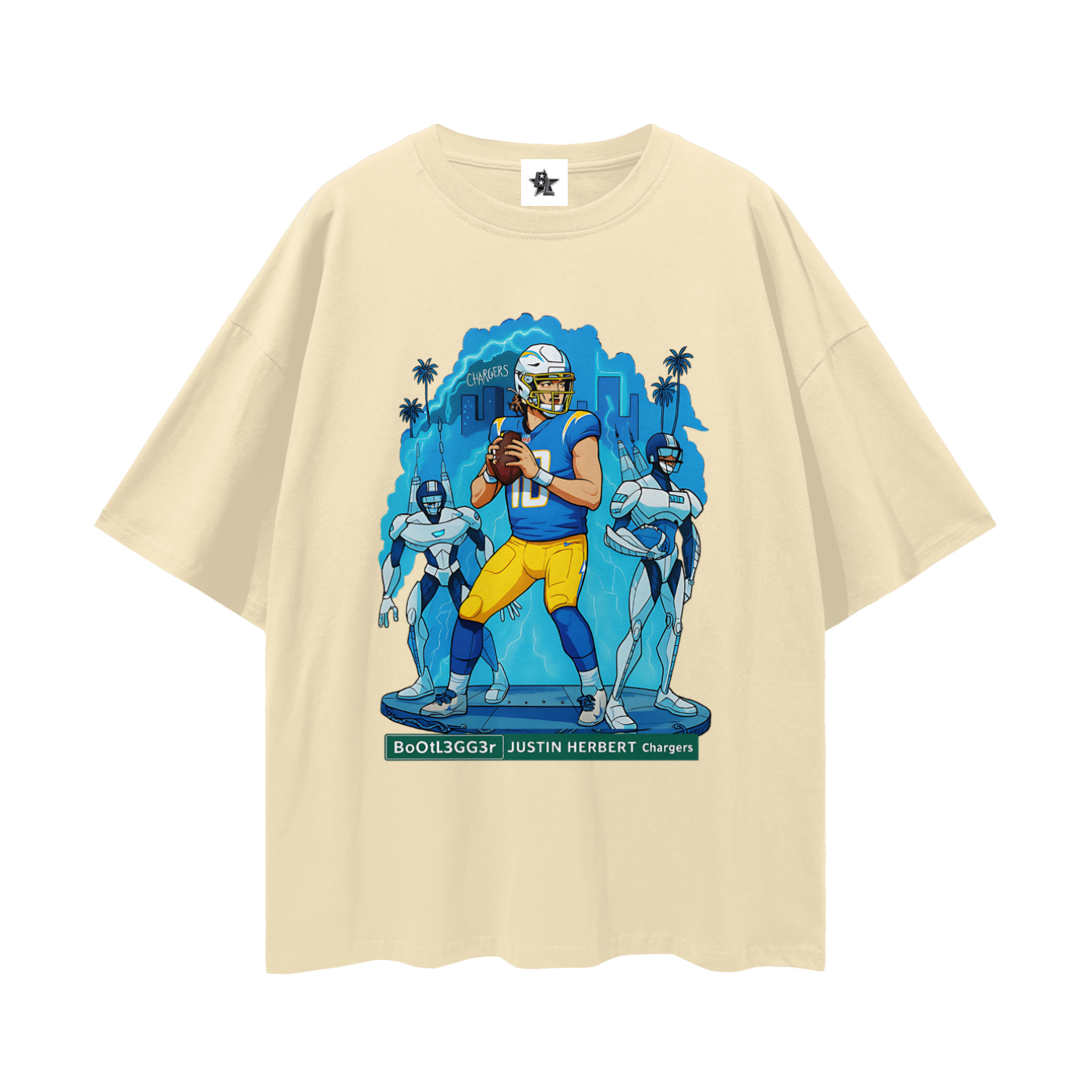 Vintage/Y2K Chargers Justin Herbert Downtown Bootlegger Oversized T Shirt