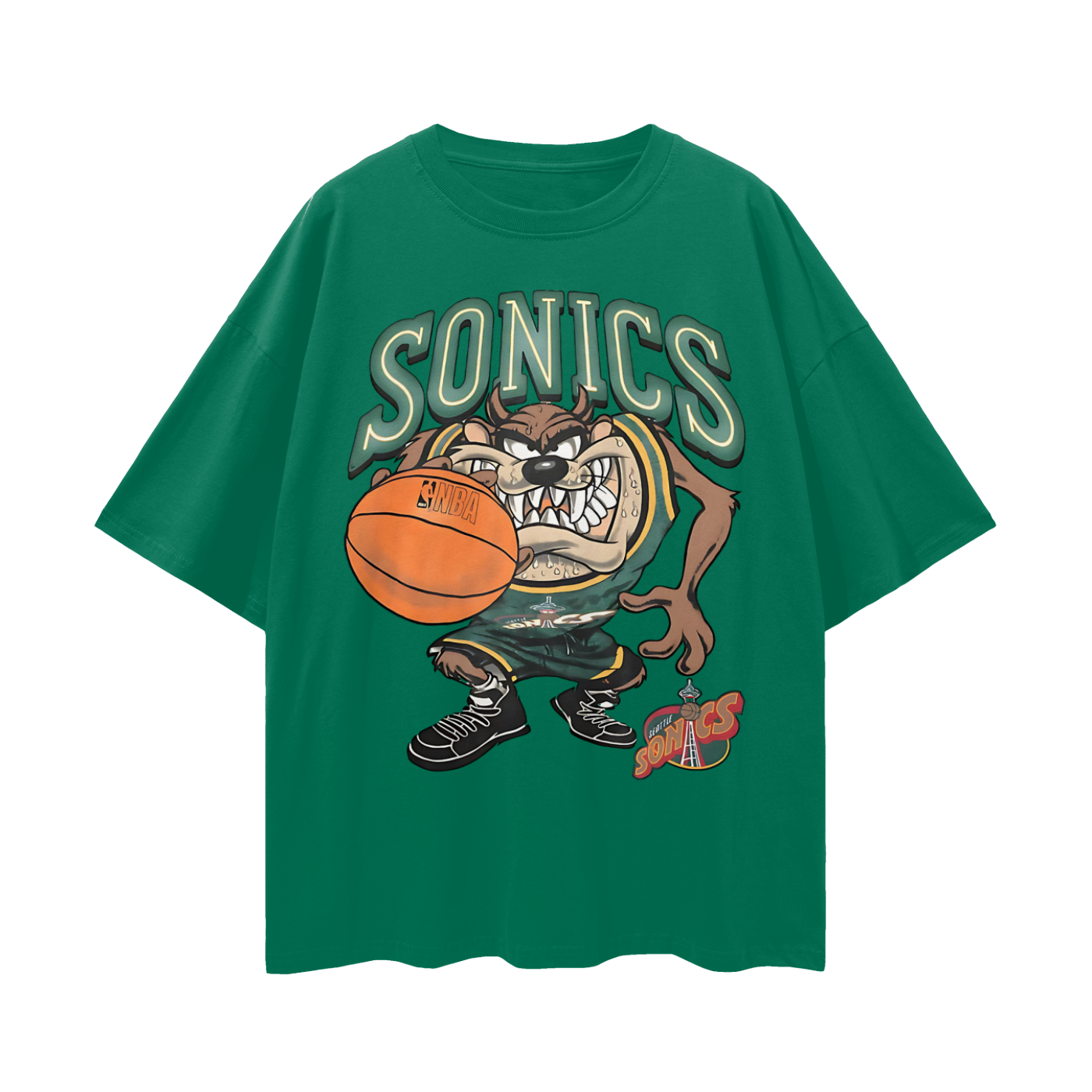 Seattle Sonics Taz The Tasmania Devil 90s Vintage Like Graphic Oversized T Shirt