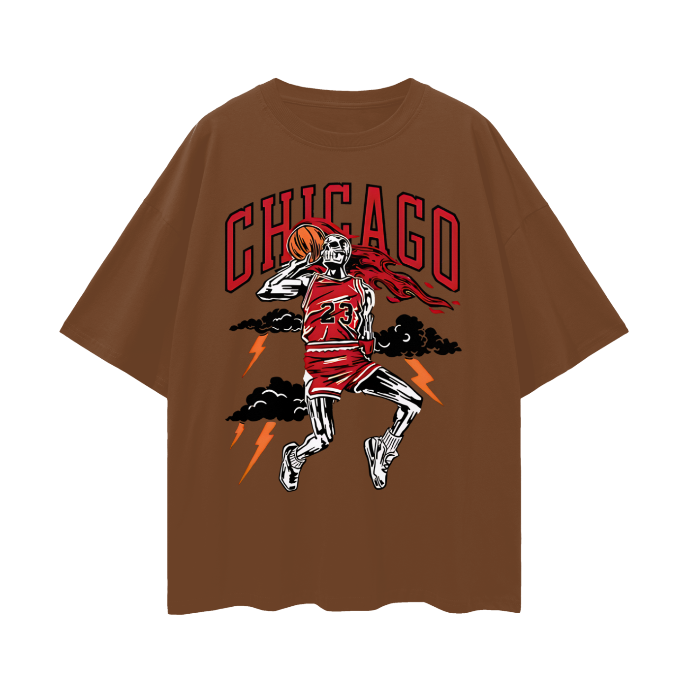 Vintage Like Chicago Bulls Basketball Skeleton Graphic Oversized T Shirt