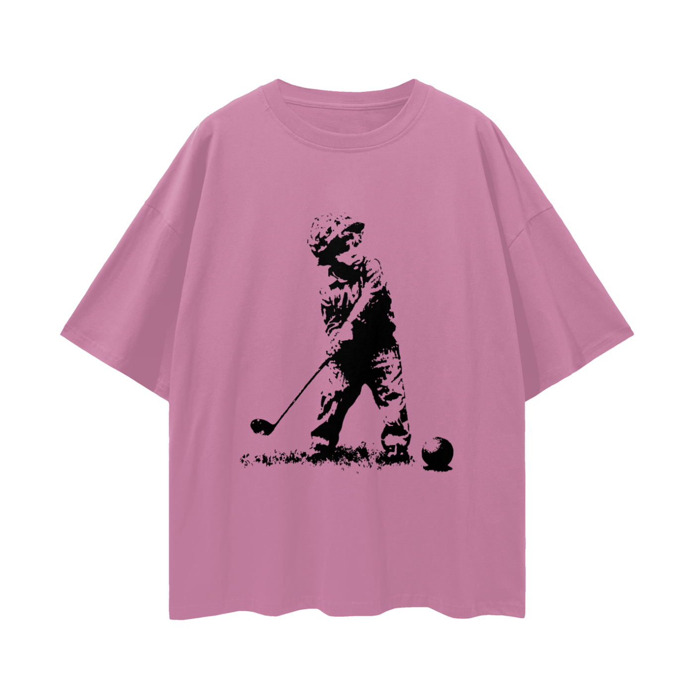 Kid Soldier Golfing Graphic Oversized T Shirt