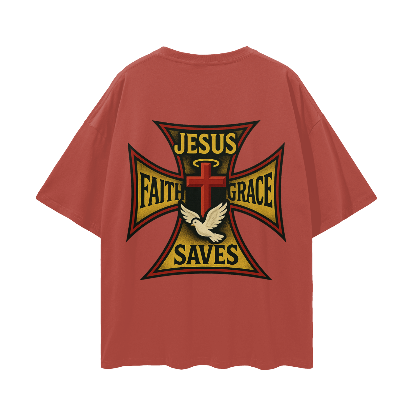 Religious Jesus Saves West Coast Choppers Like Graphic Oversized T Shirt