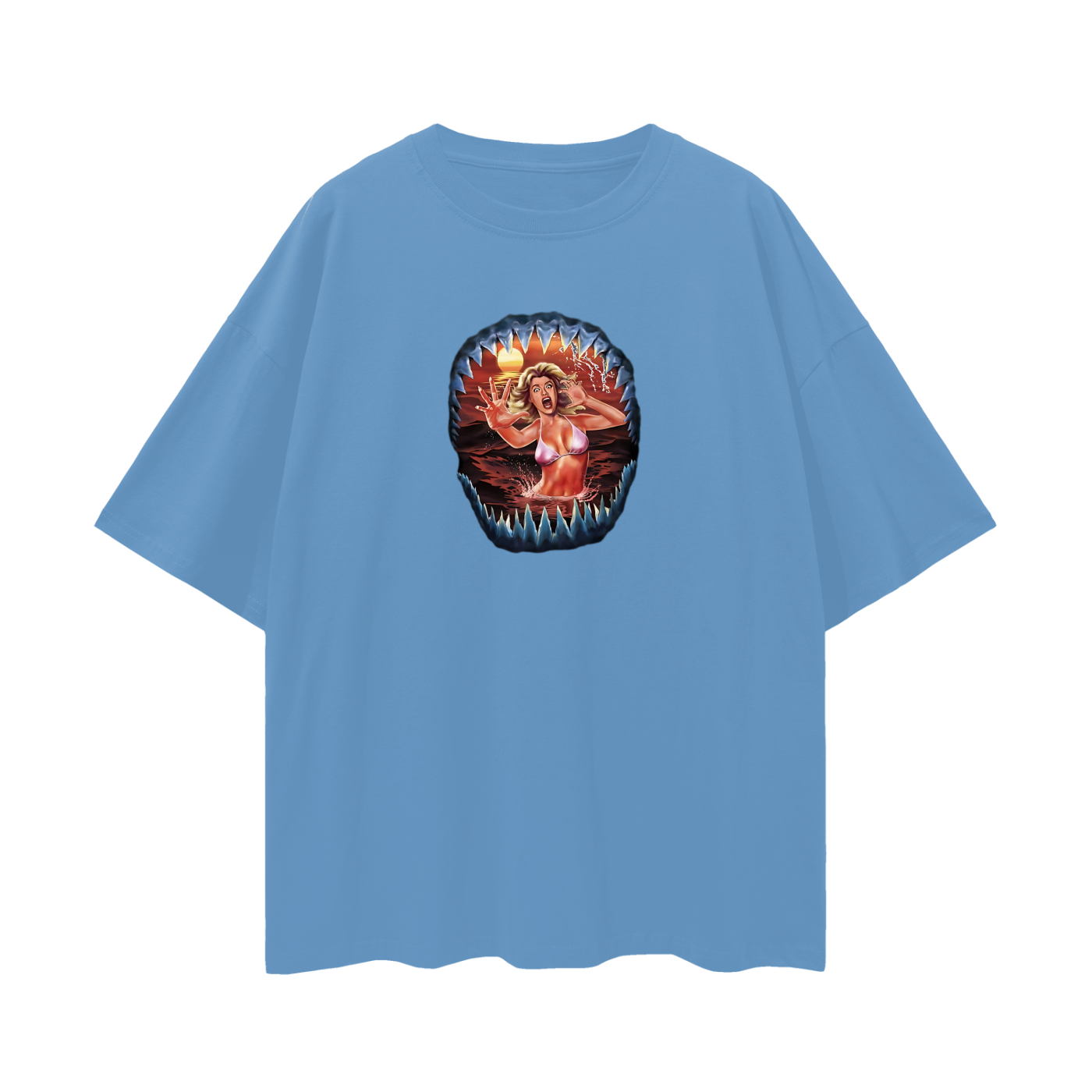 Vintage Like Shark Attack Oversized T Shirt