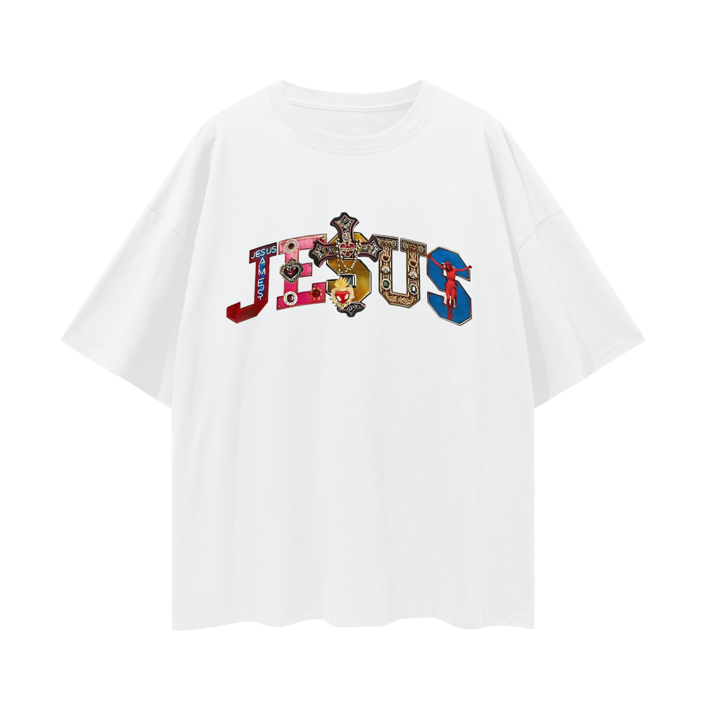 Religious Jesus Spell Out Graphic Oversized T Shirt