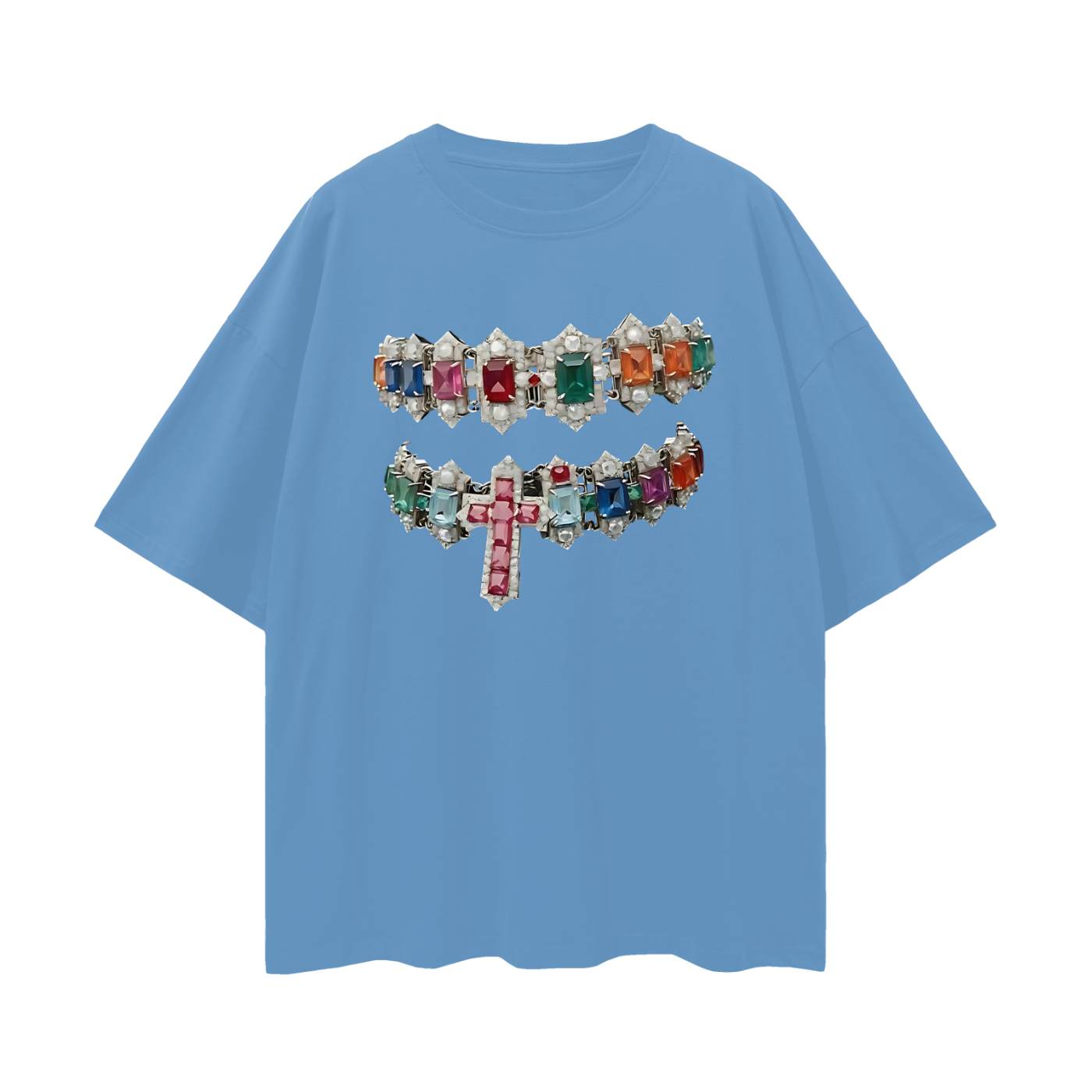 Vintage Like Cross Jewelry Grillz Oversized T Shirt