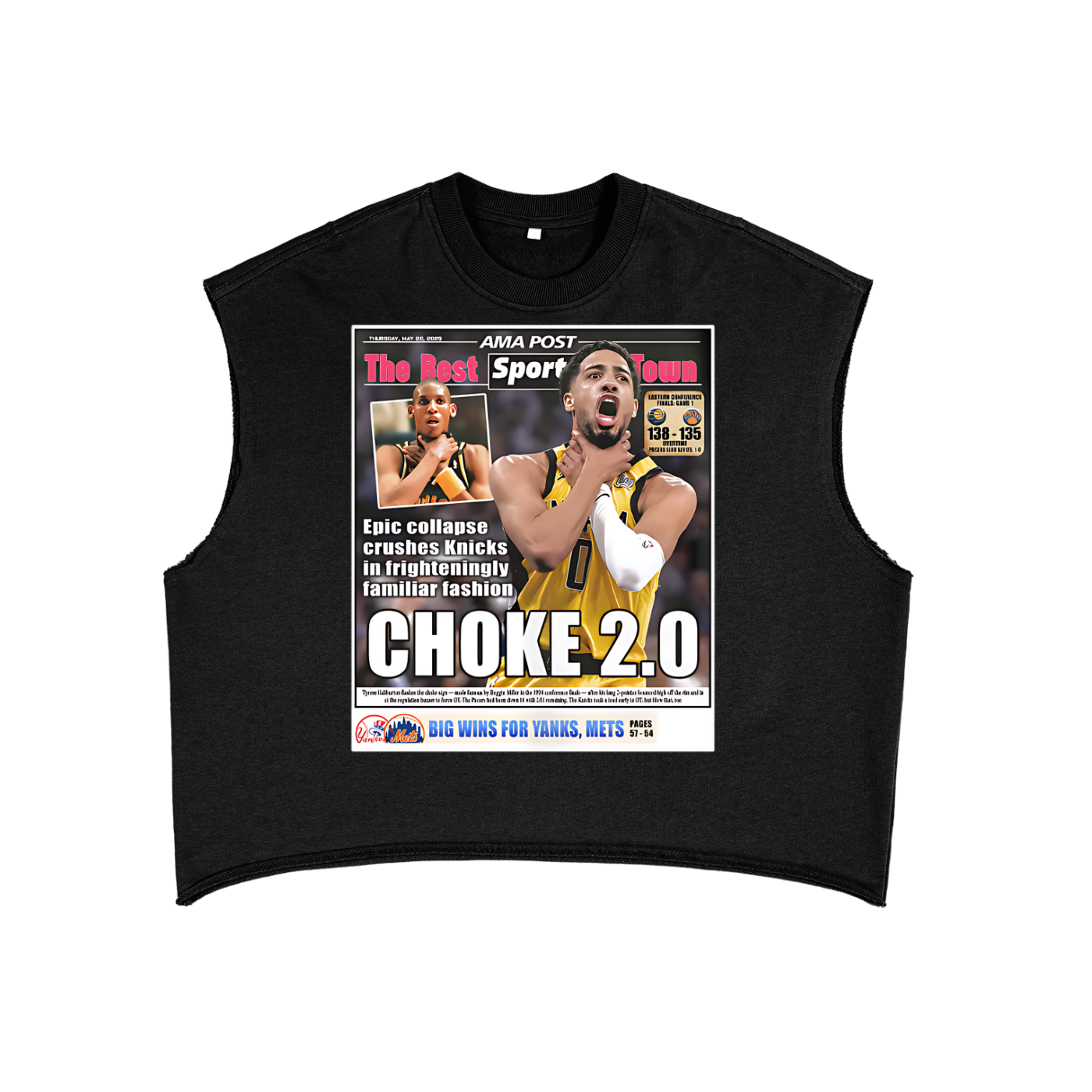 Tyrese Haliburton News Paper 90s Y2K Vintage Like Graphic Boxy Tank Top