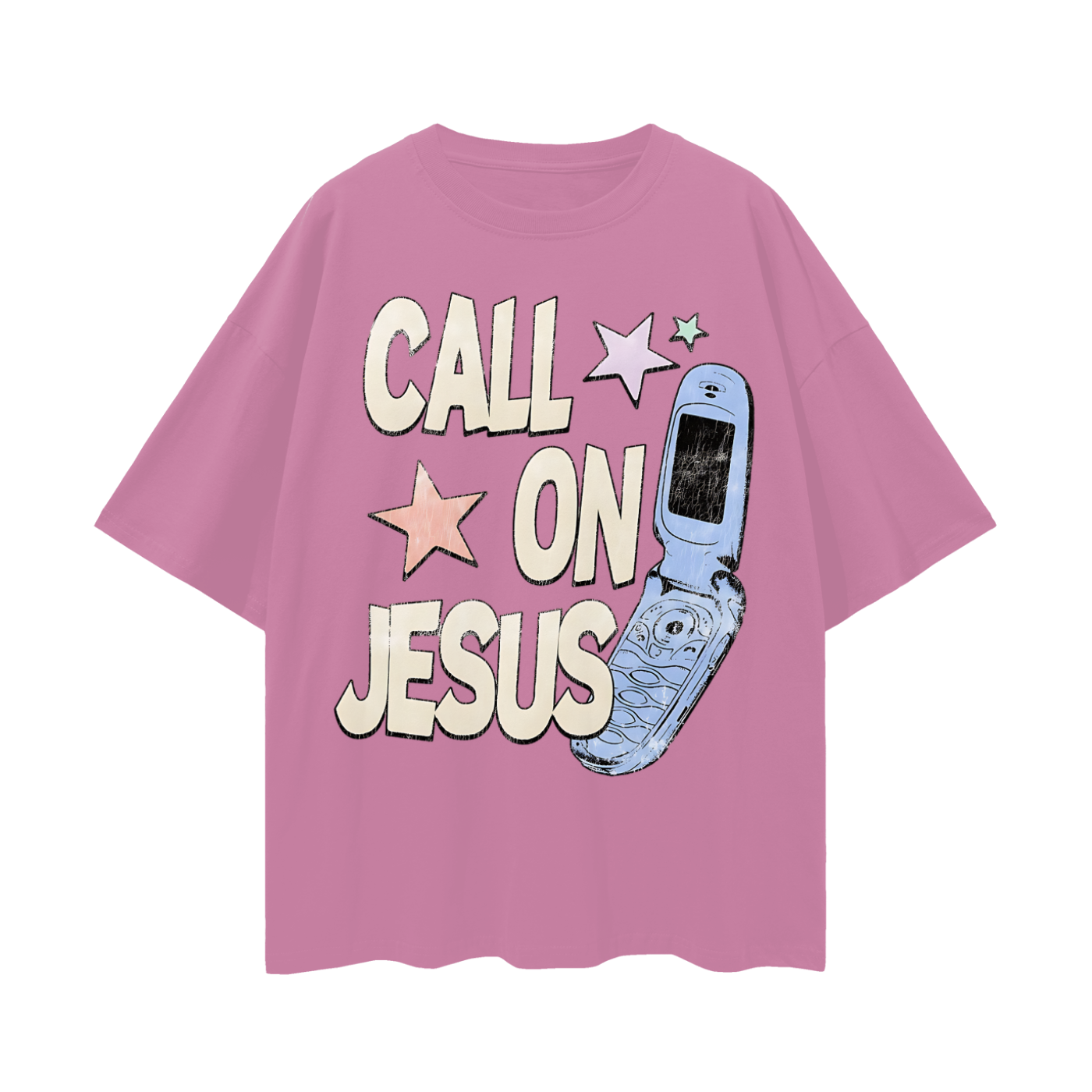 Religious Call On Jesus Graphic Oversized T Shirt