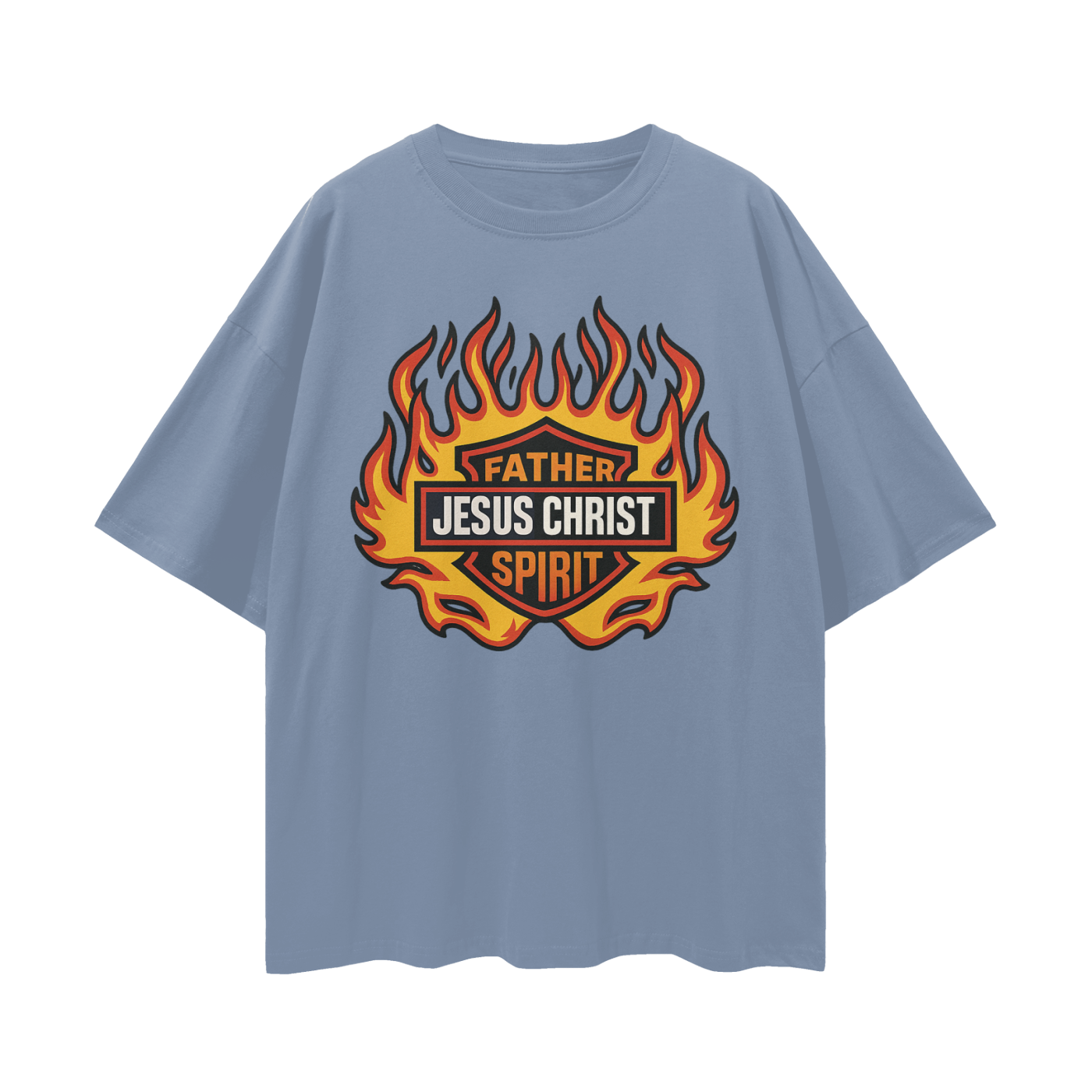 Religious Jesus Harley Davidson Y2K Vintage Like Graphic Oversized T Shirt