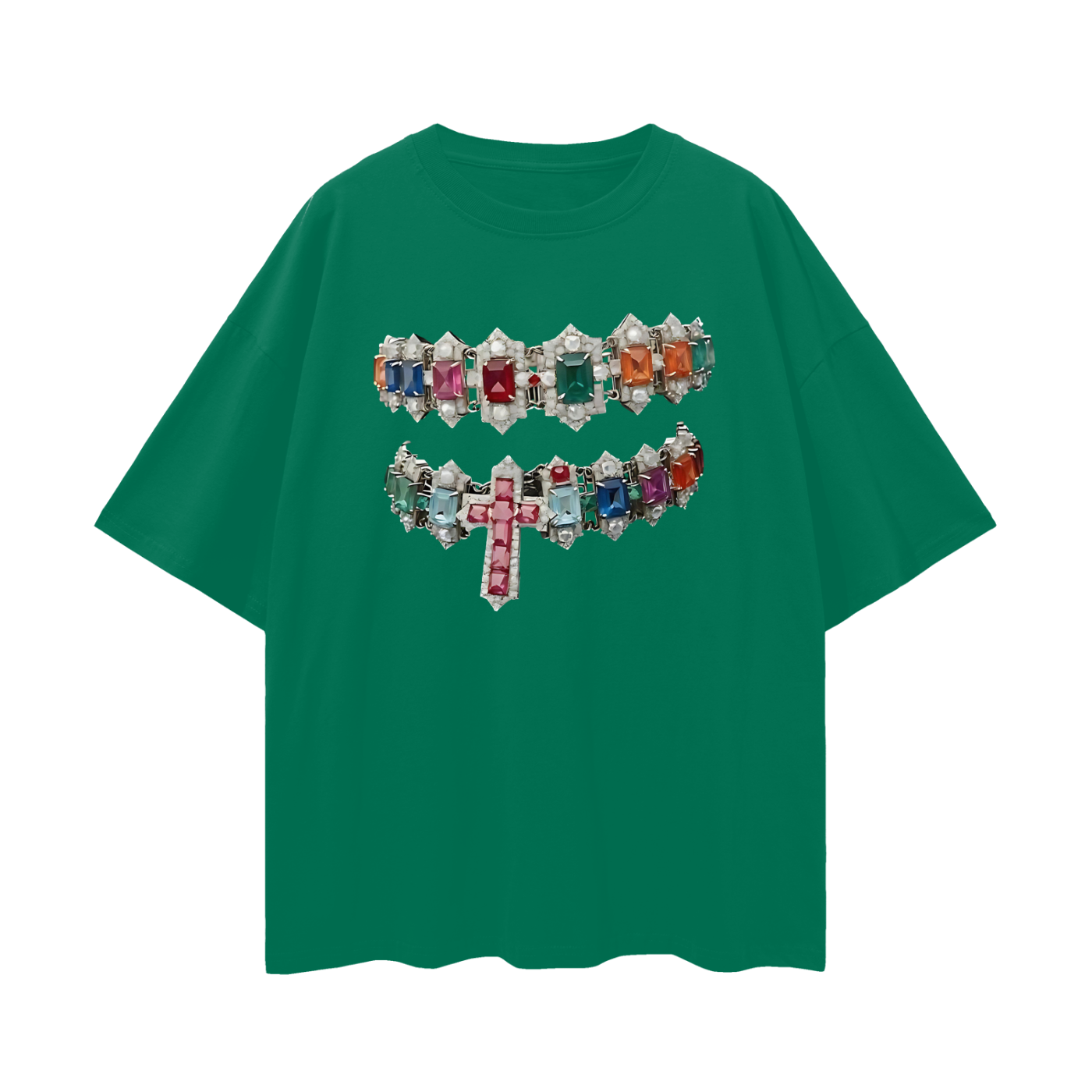 Vintage Like Cross Jewelry Grillz Oversized T Shirt