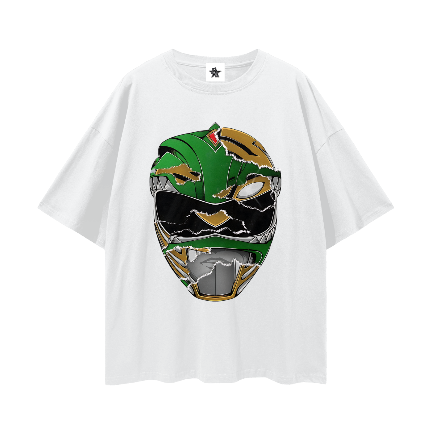 Vintage/Y2K Green Power Ranger Mask Oversized T Shirt
