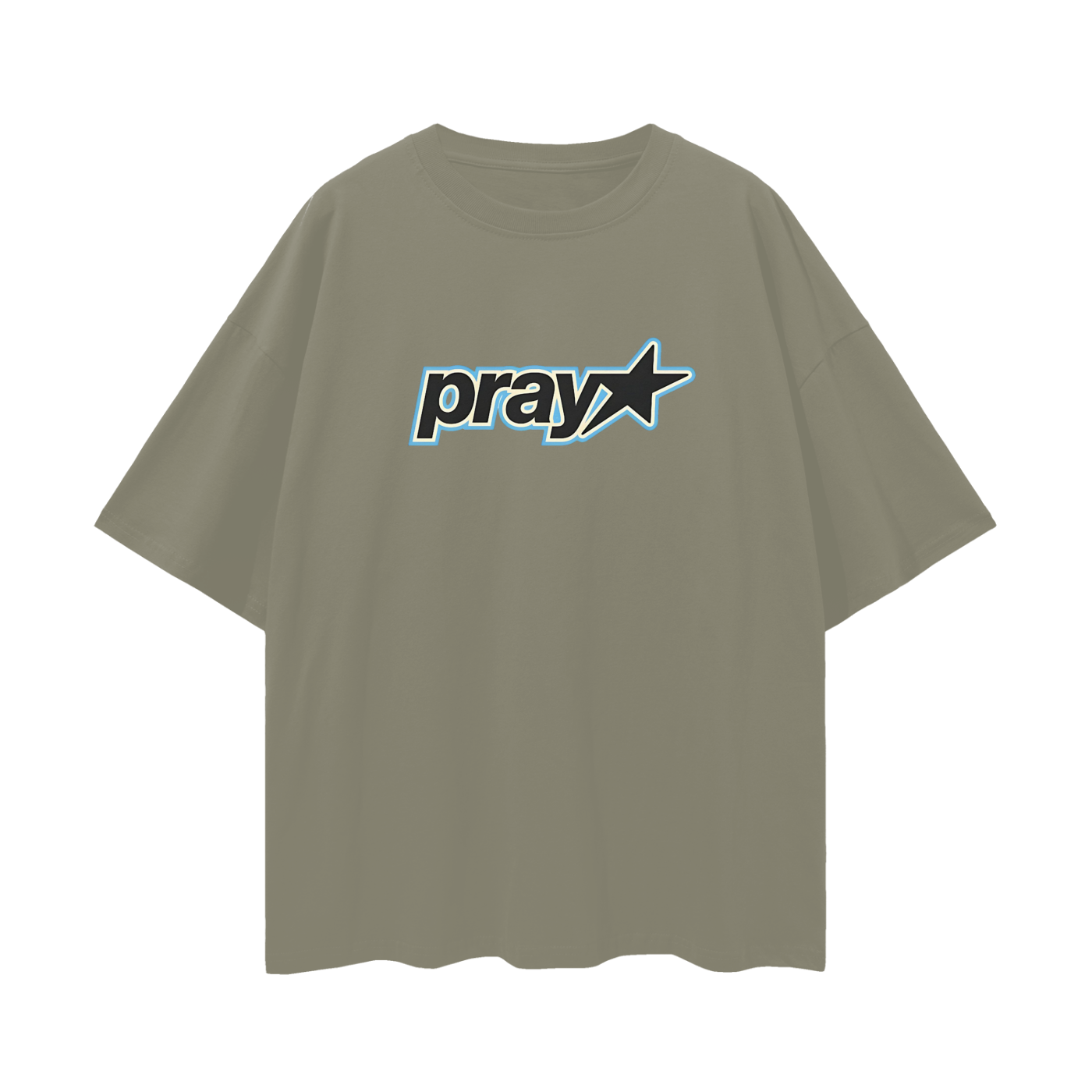 Religious Pray With Star Graphic Oversized T Shirt