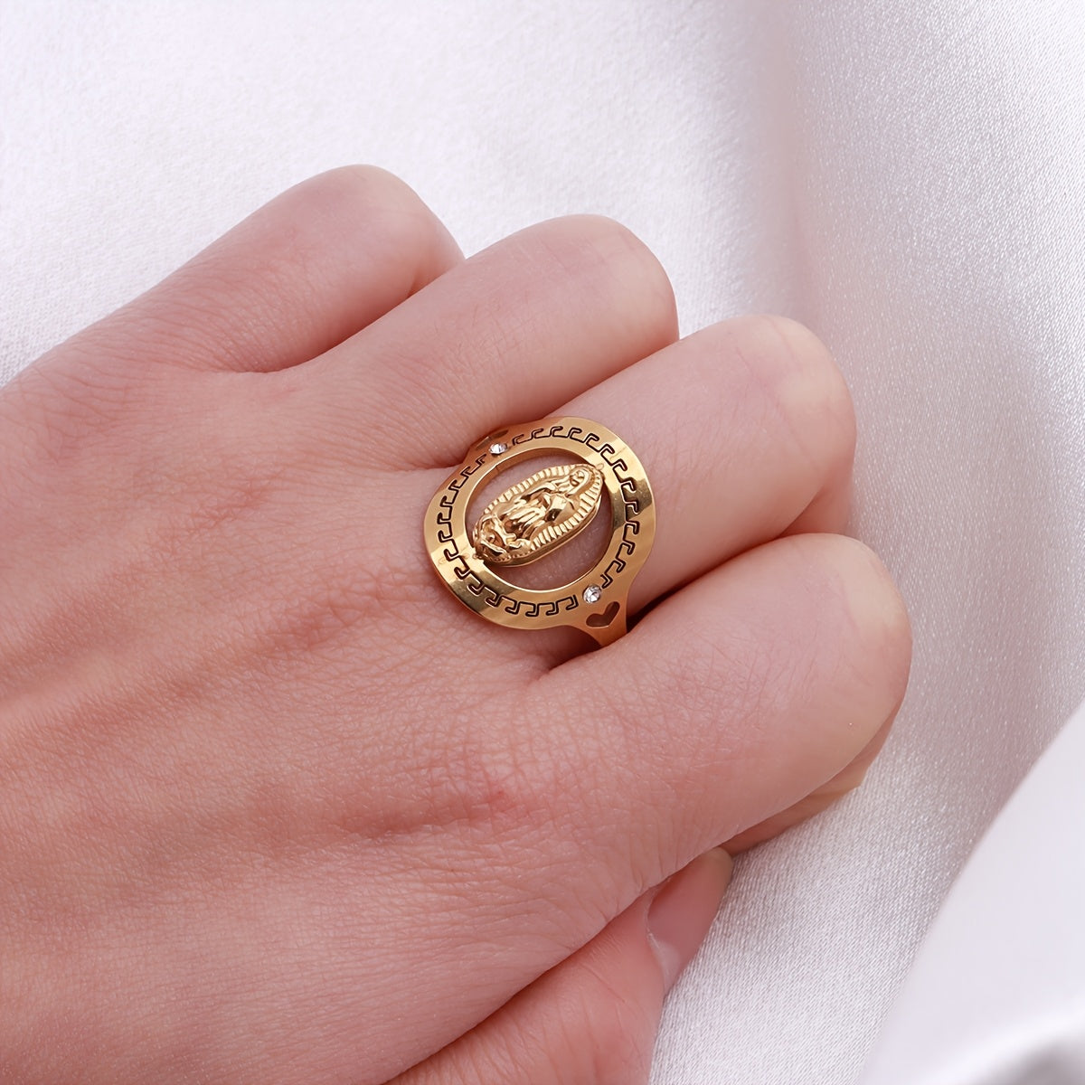 Religious Style Gold Virgin Mary Ring