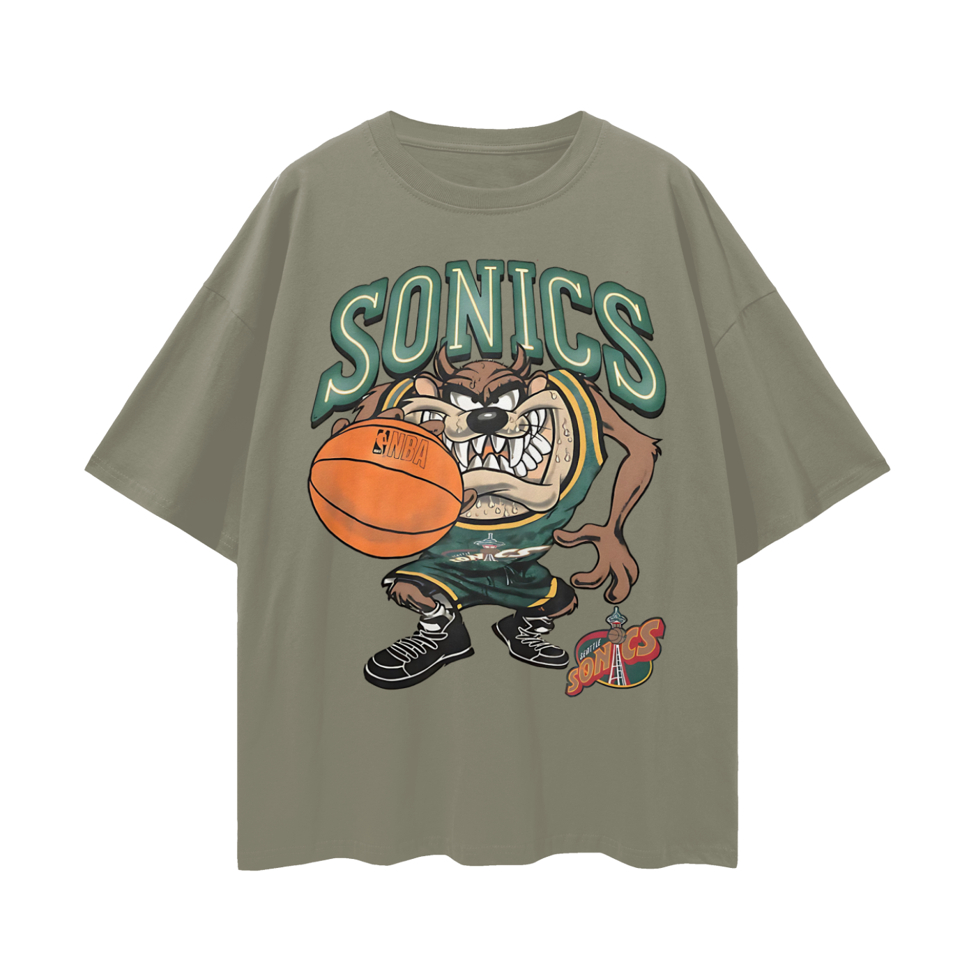 Seattle Sonics Taz The Tasmania Devil 90s Vintage Like Graphic Oversized T Shirt
