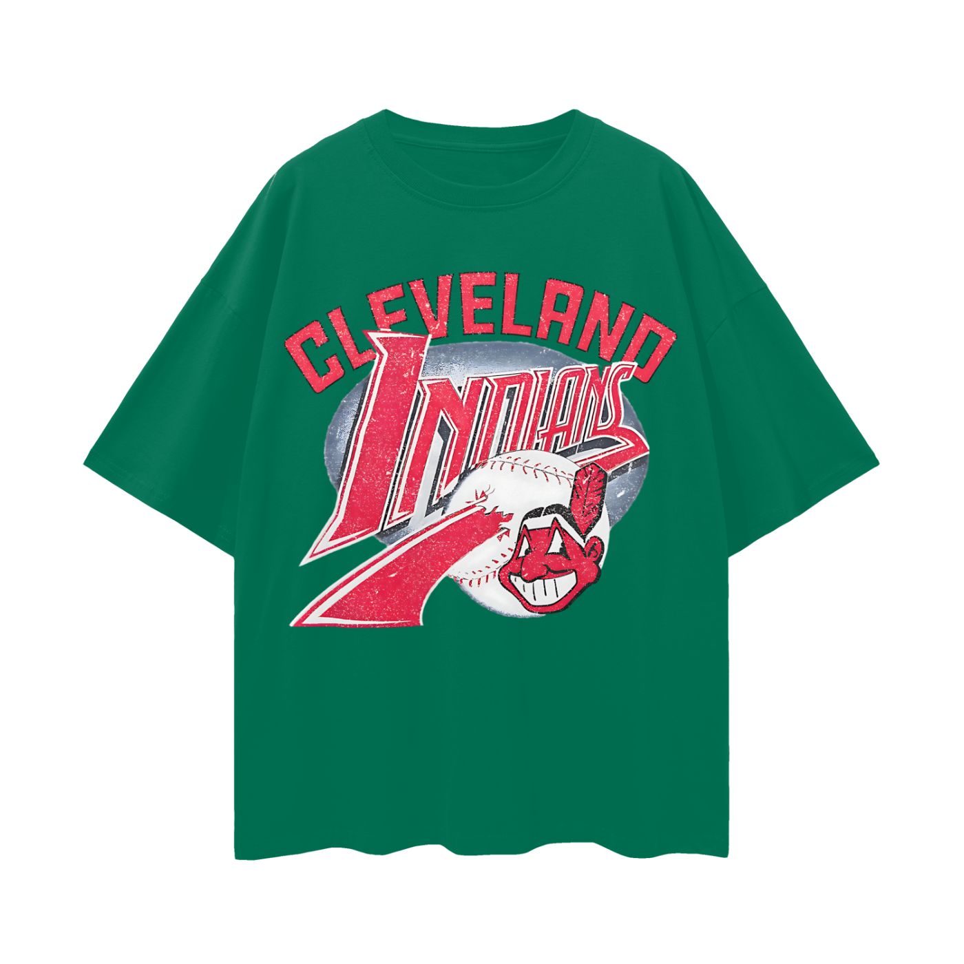 Vintage Like Cleveland Indians Baseball Graphic Oversized T Shirt