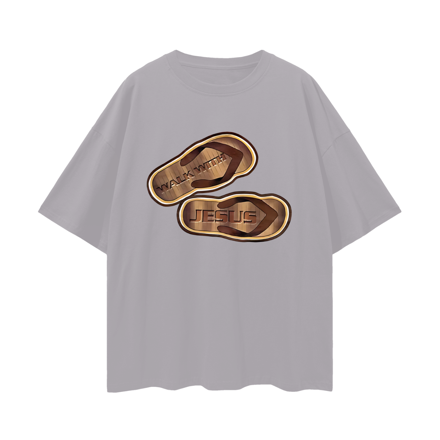 Religious Jesus Walk With Me Sandals Graphic Oversized T Shirt