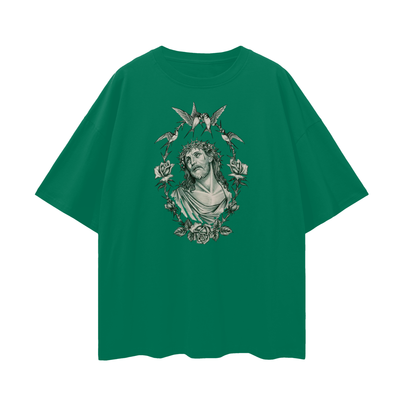 Vintage Like Jesus Roses Graphic Oversized T Shirt