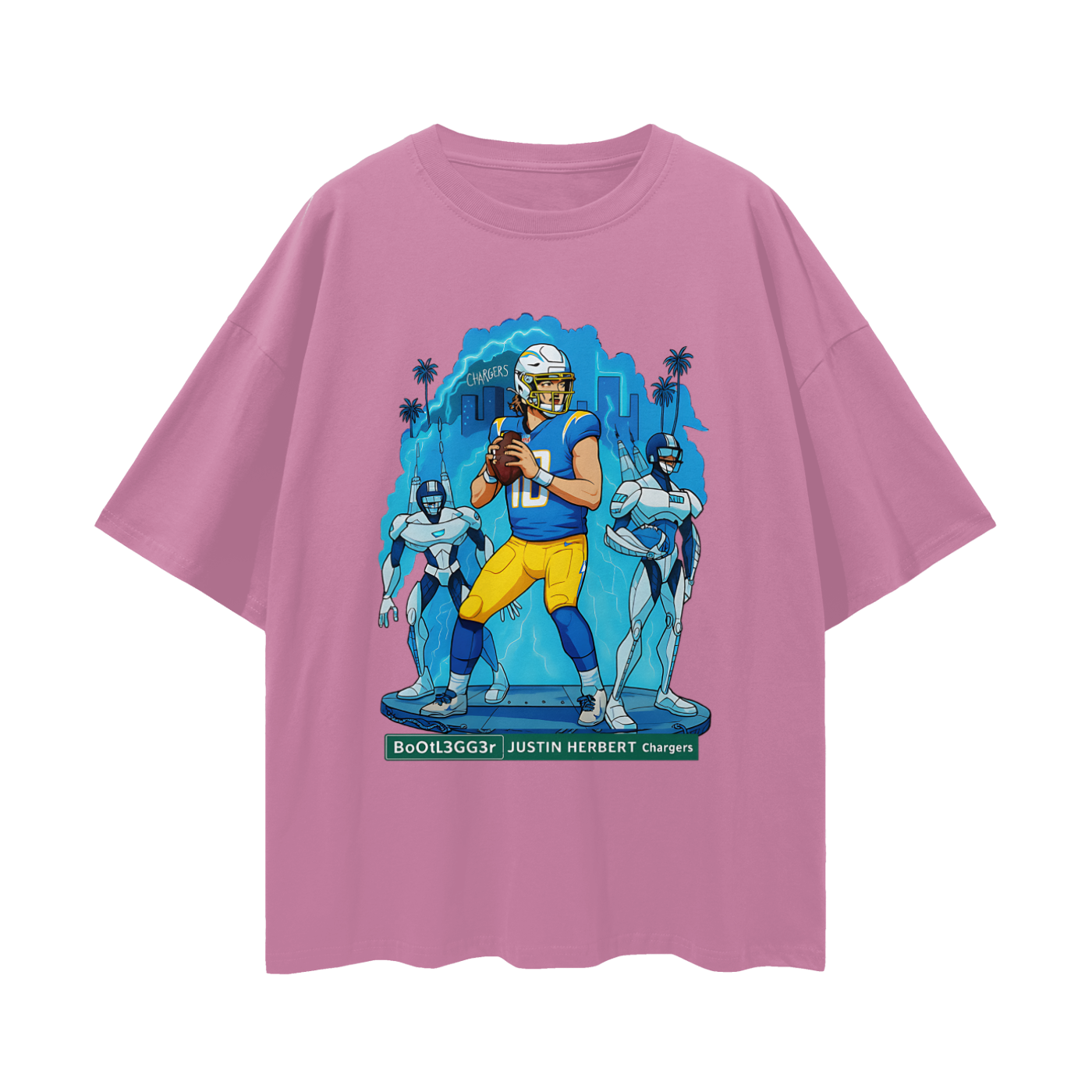 Vintage/Y2K Chargers Justin Herbert Downtown Bootlegger Oversized T Shirt