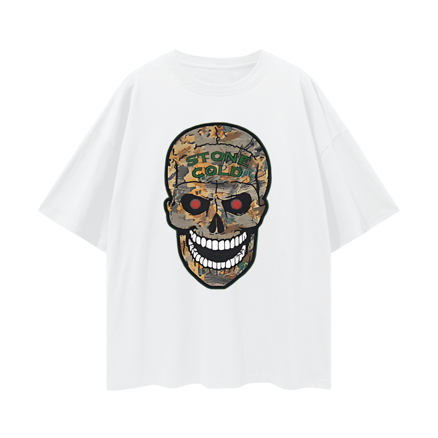 Vintage Like Camo Skull Cold Stone Steve Austin Oversized T Shirt