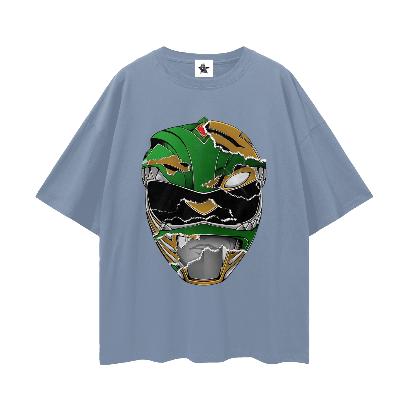Vintage/Y2K Green Power Ranger Mask Oversized T Shirt