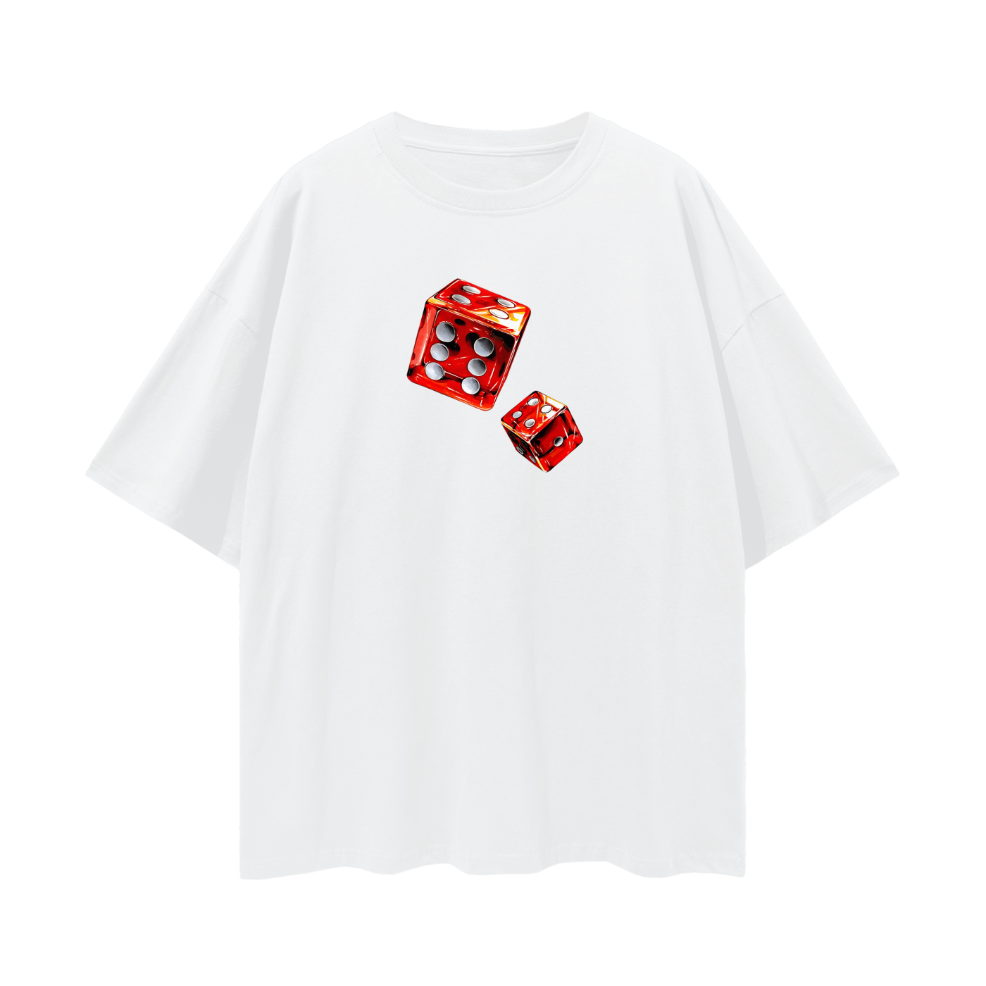 Vintage Like Dice Rolling Graphic Oversized T Shirt