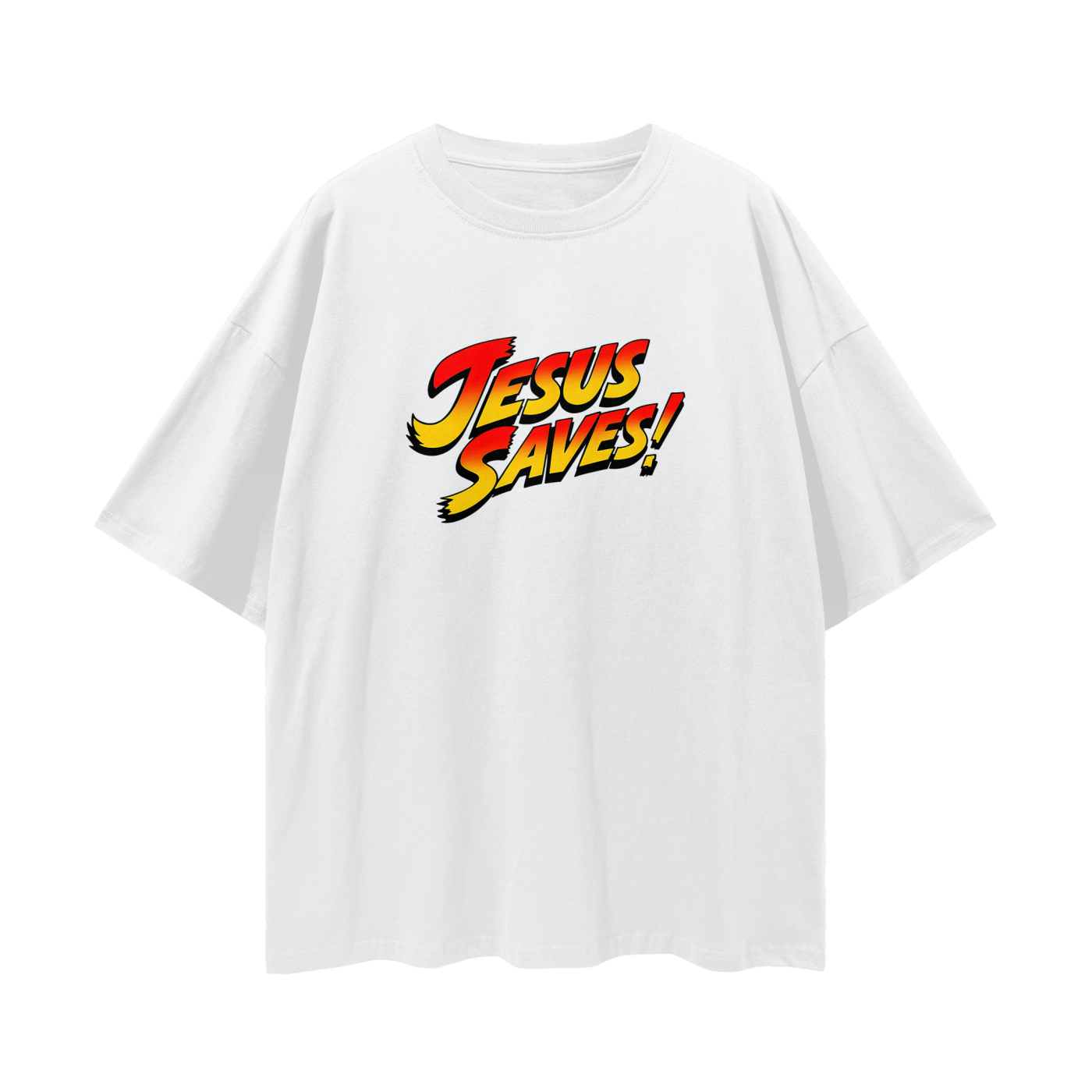 Religious Jesus Saves Street Fighter Like Graphic Oversized T Shirt
