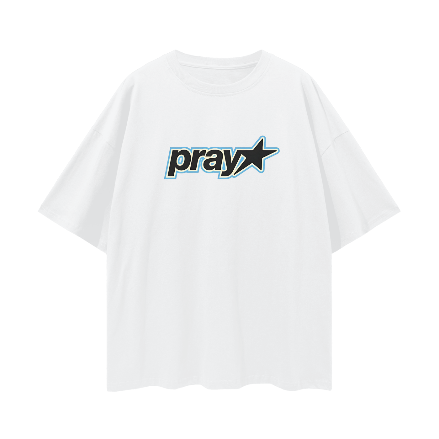 Religious Pray With Star Graphic Oversized T Shirt