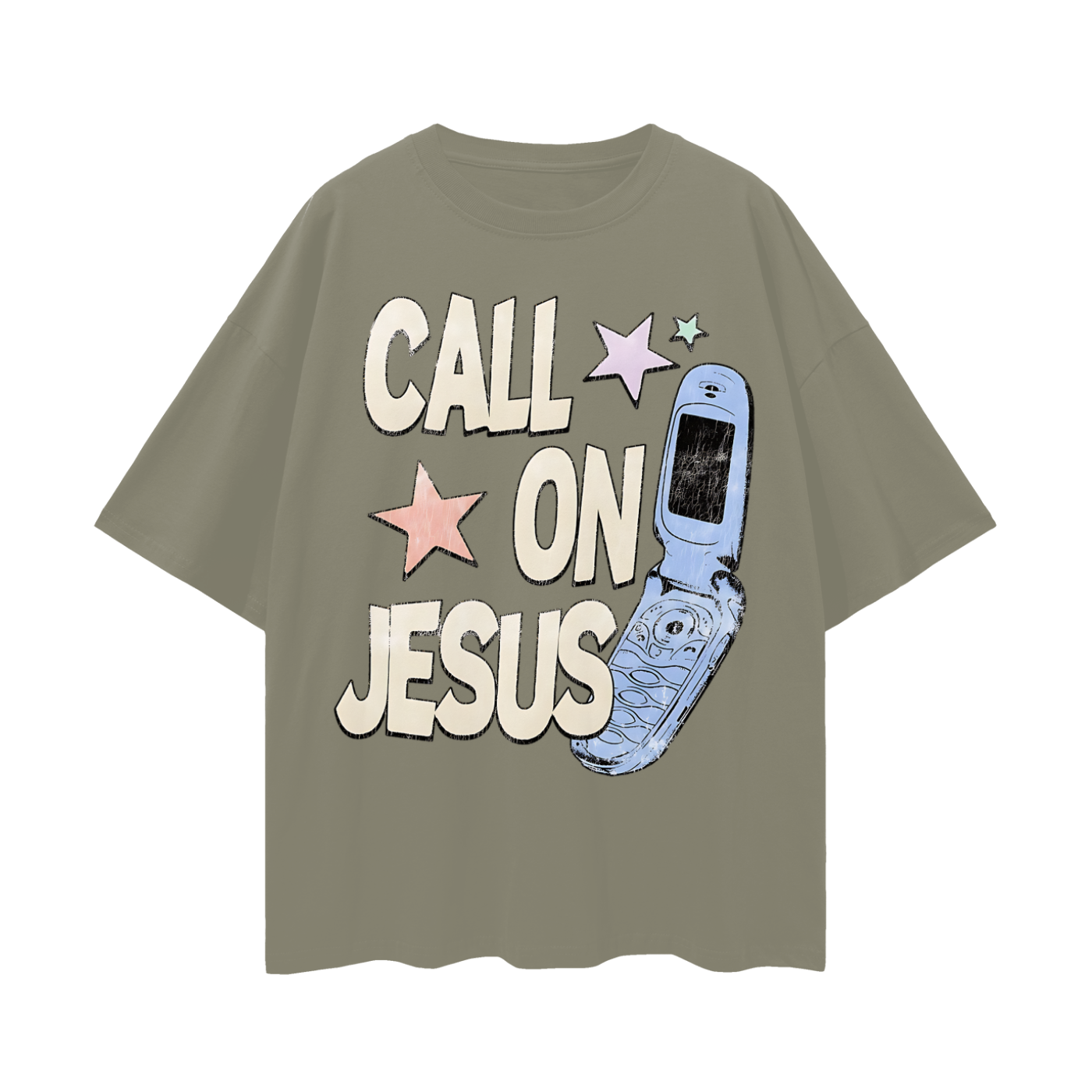 Religious Call On Jesus Graphic Oversized T Shirt
