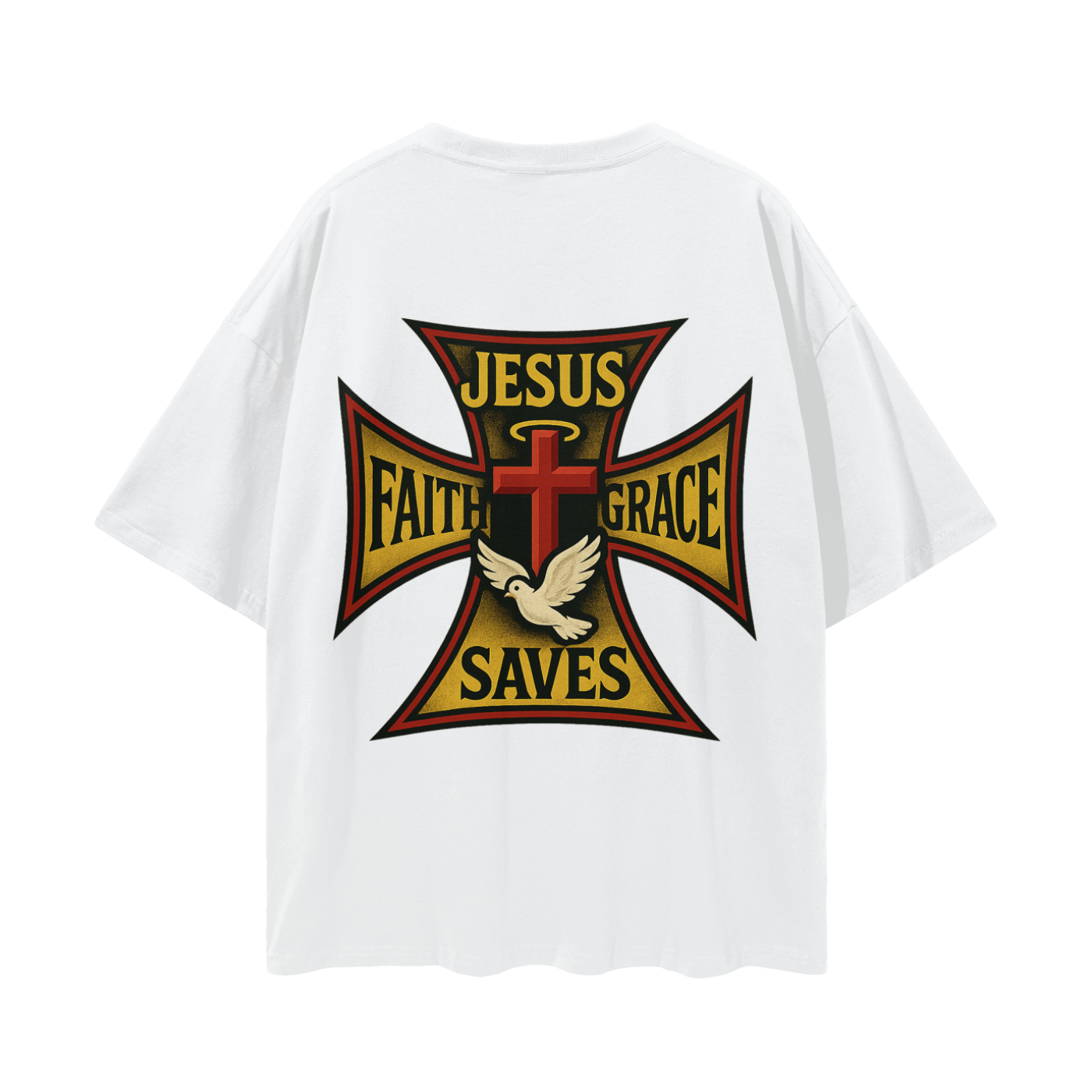 Religious Jesus Saves West Coast Choppers Like Graphic Oversized T Shirt