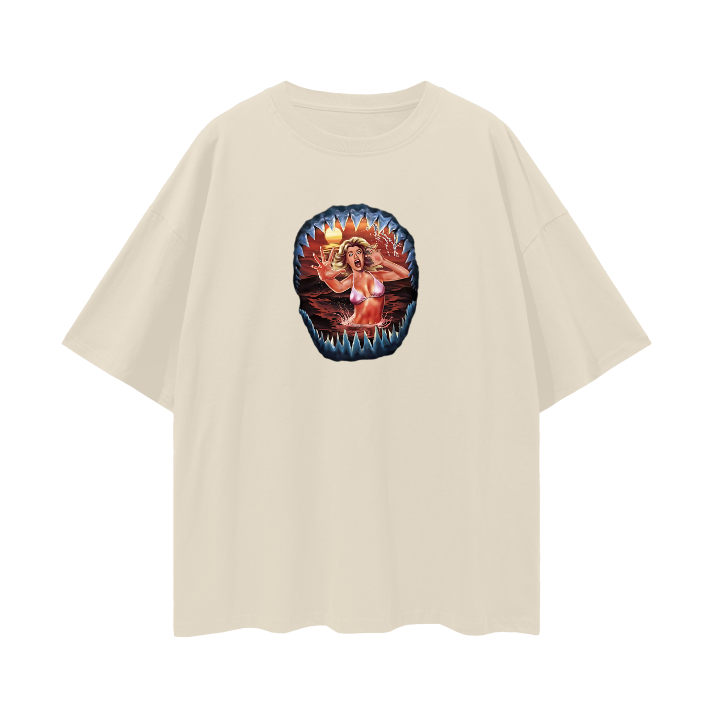 Vintage Like Shark Attack Oversized T Shirt