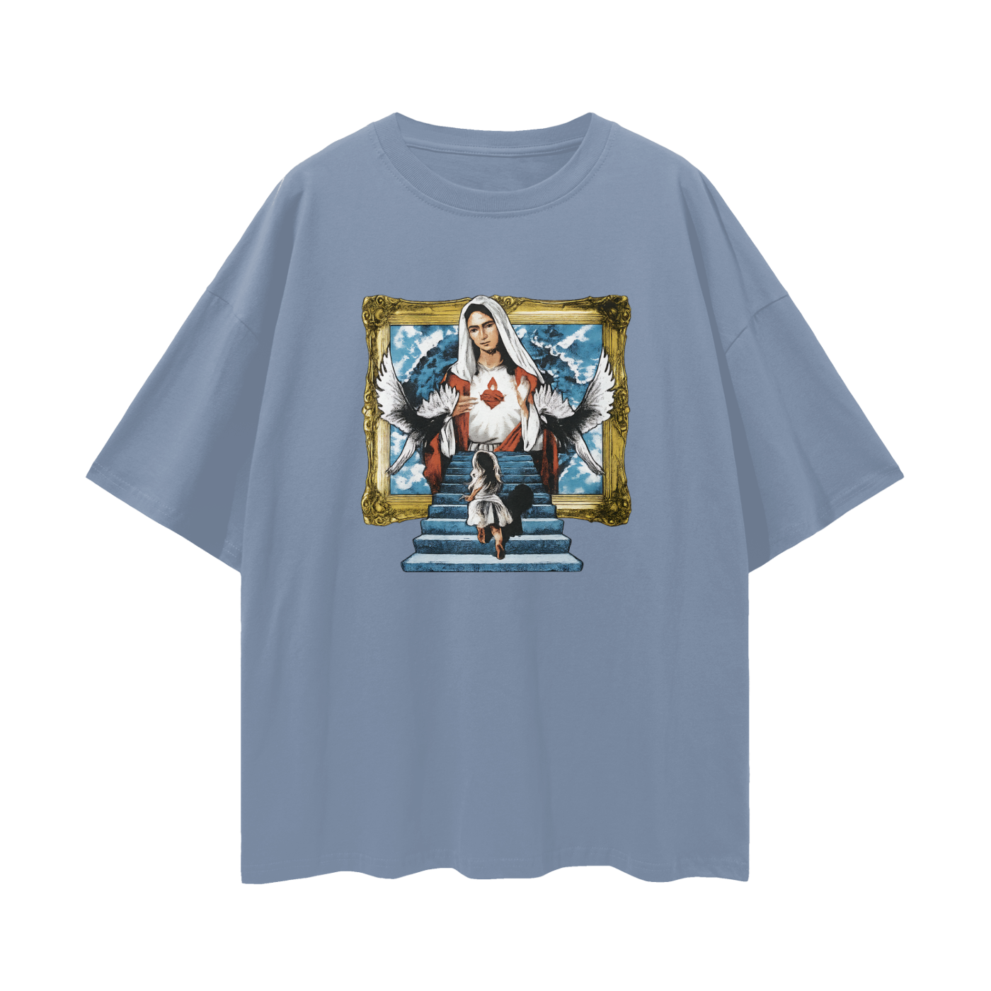 Religious Jesus Stairway To Heaven Graphic Oversized T Shirt