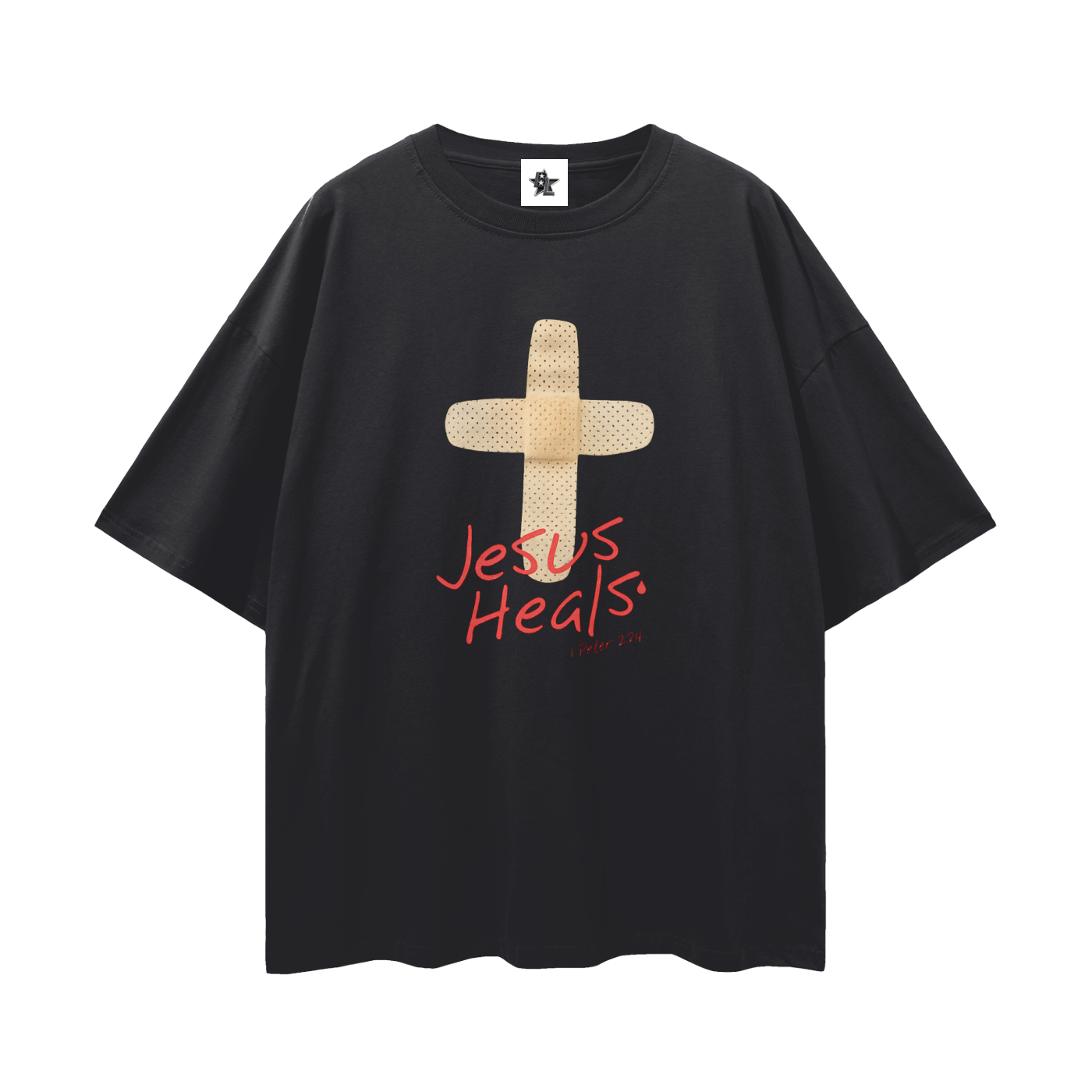Religous Vintage/Y2K Jesus Heals Band Aid Oversized T Shirt