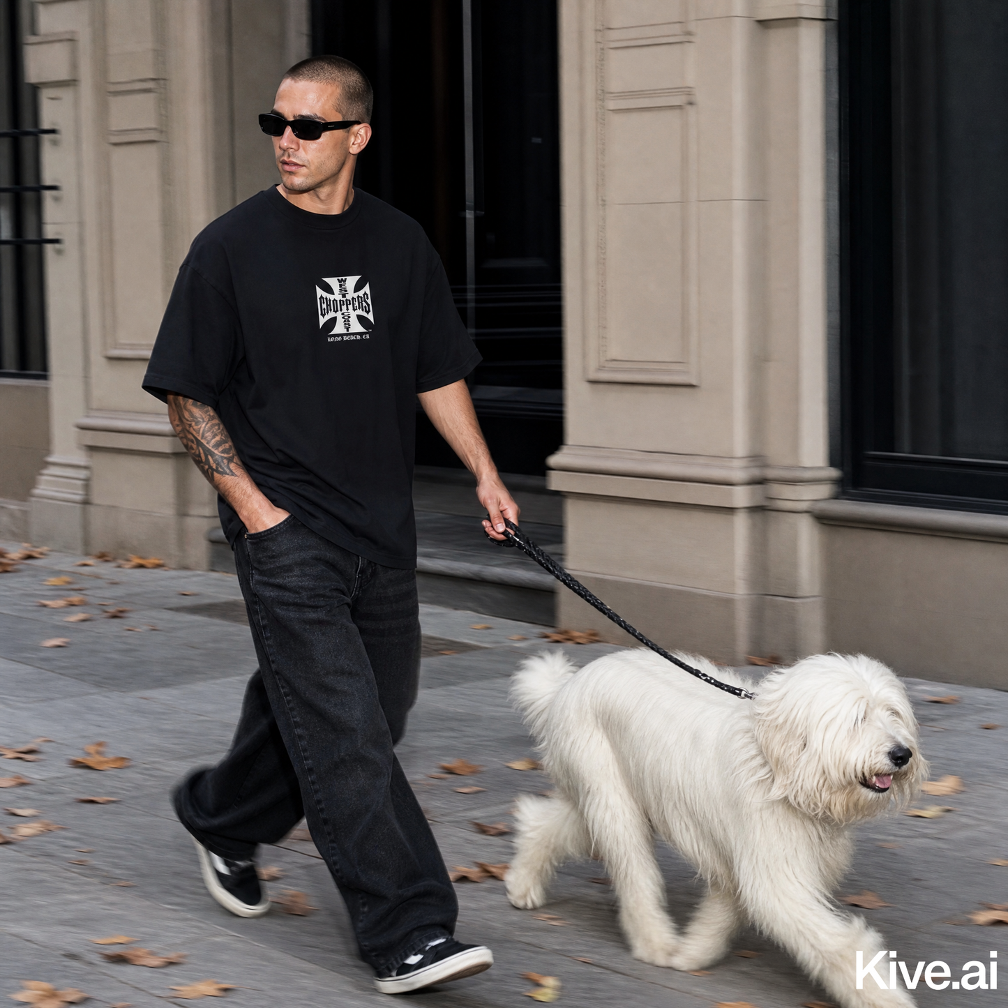 West Coast Choppers Long Beach tee, street lifestyle shot