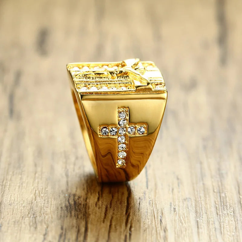Jesus Cross Chunky Ring