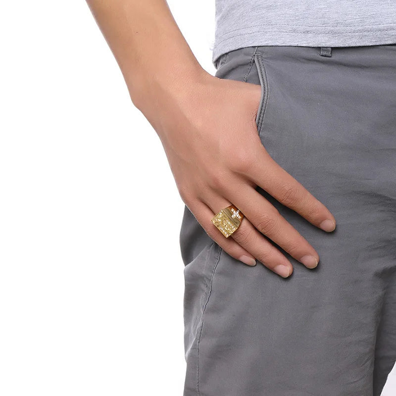 Jesus Cross Chunky Ring