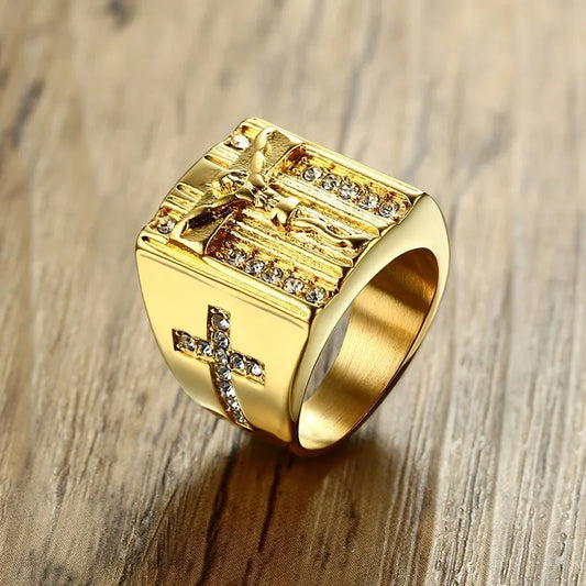 Jesus Cross Chunky Ring