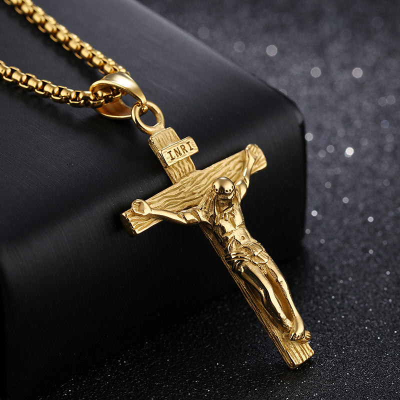 Religious Jesus Cross Stainless Steel Necklace