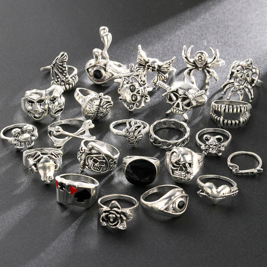 24 Pcs Gothic Unisex Ring Set
