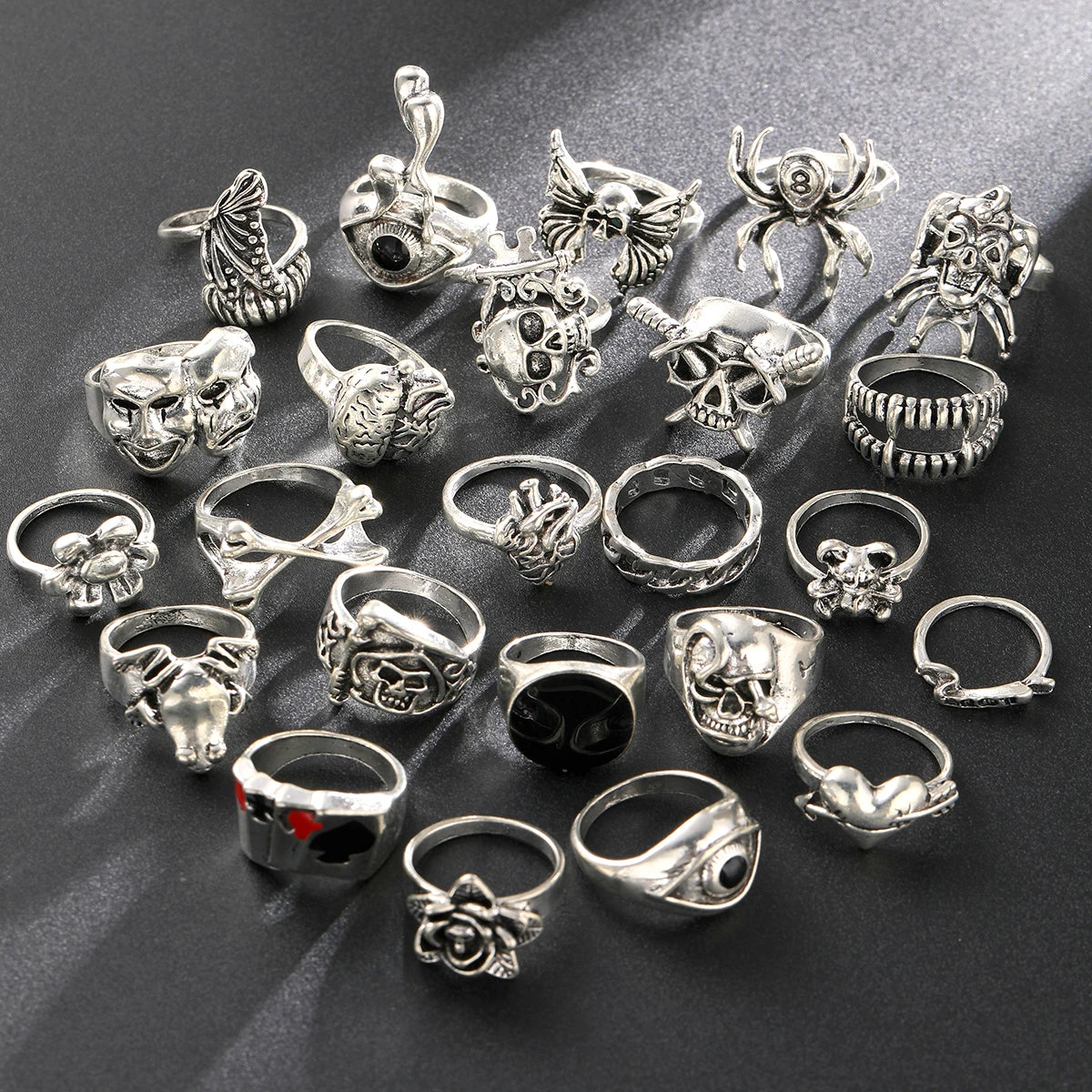 24 Pcs Gothic Unisex Ring Set