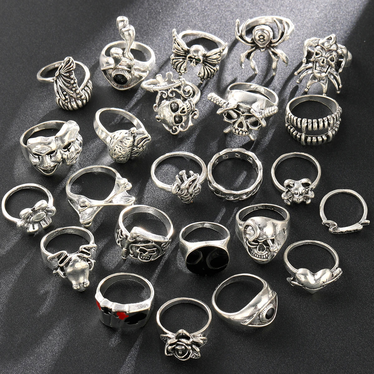24 Pcs Gothic Unisex Ring Set