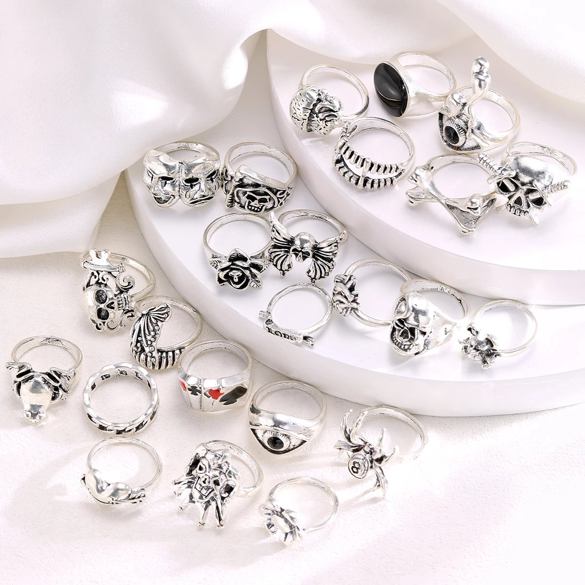 24 Pcs Gothic Unisex Ring Set