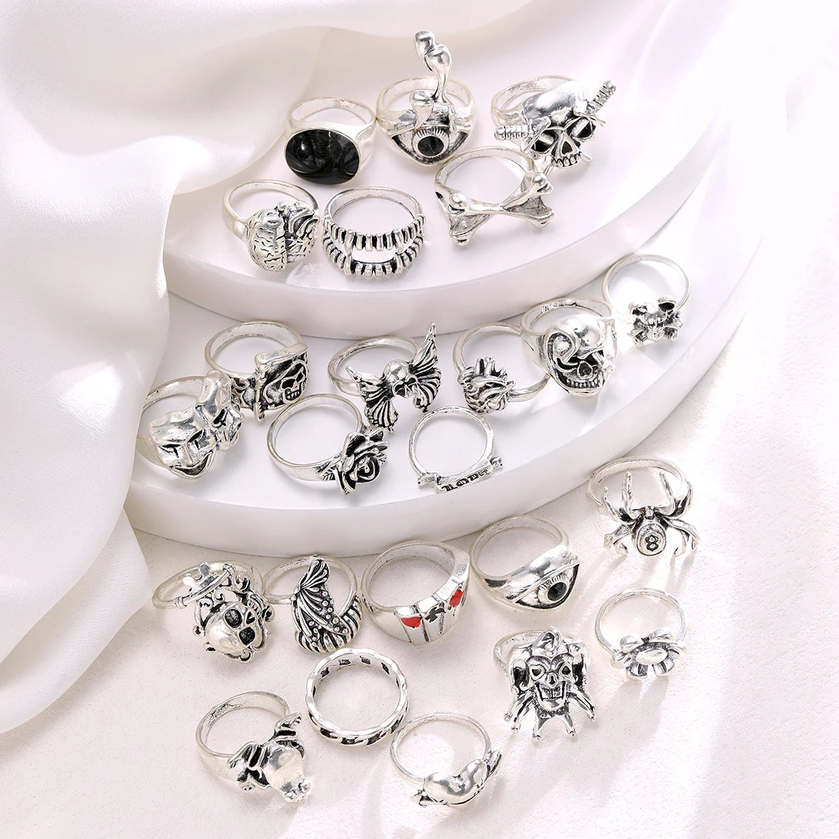 24 Pcs Gothic Unisex Ring Set